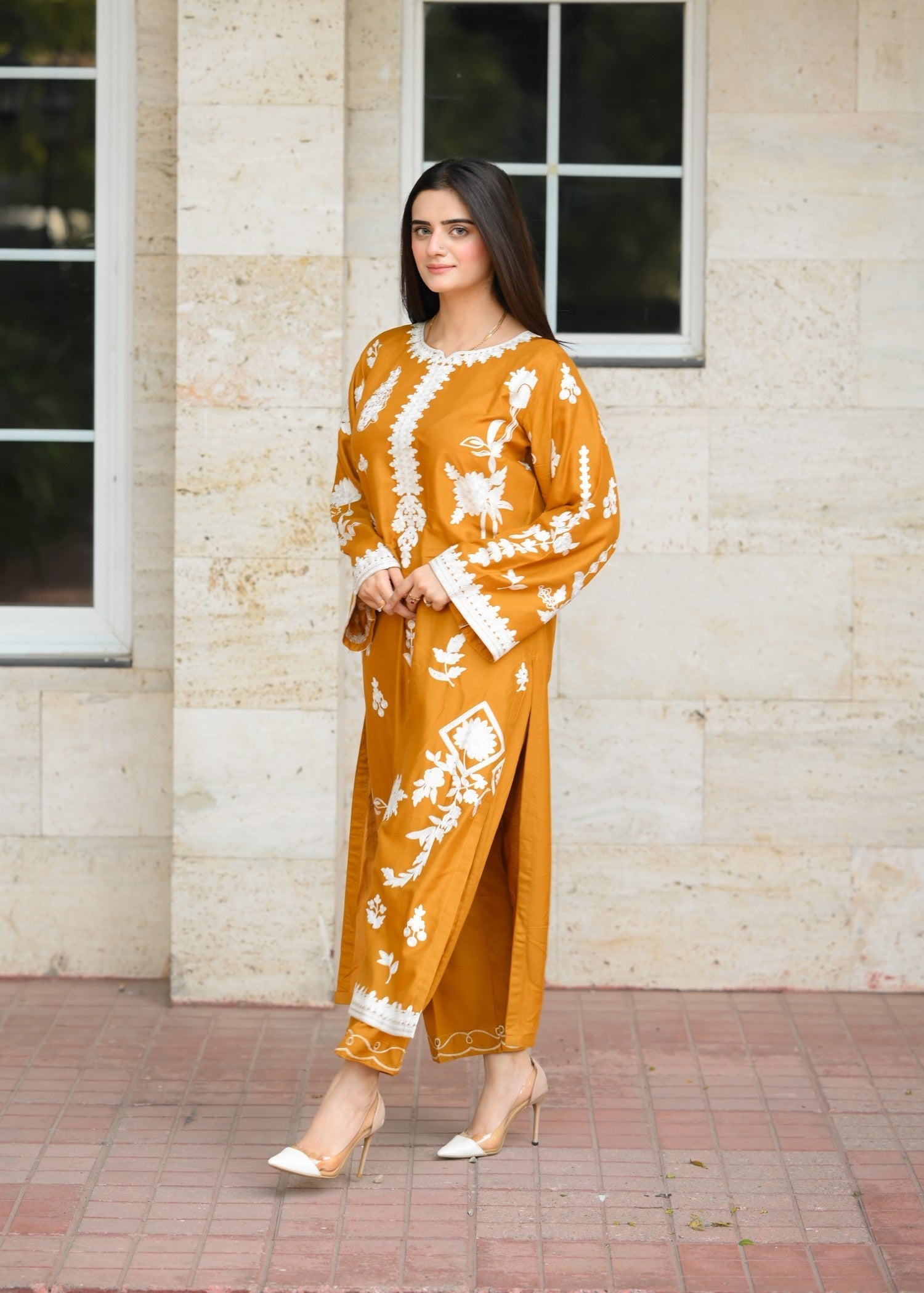 linen Kurta Set in Mustard