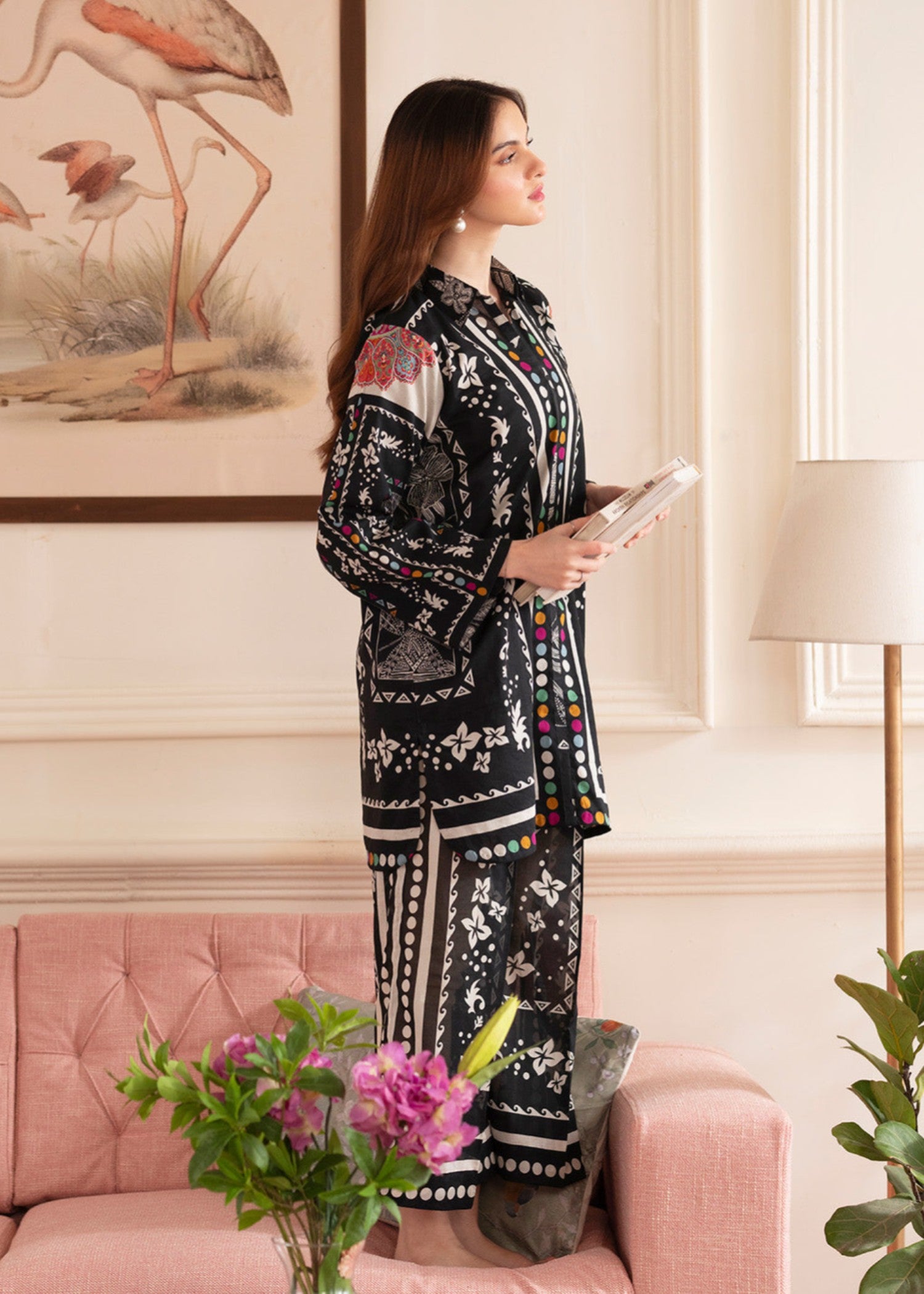 lawn Unstitched in Black by - KEW0671 |