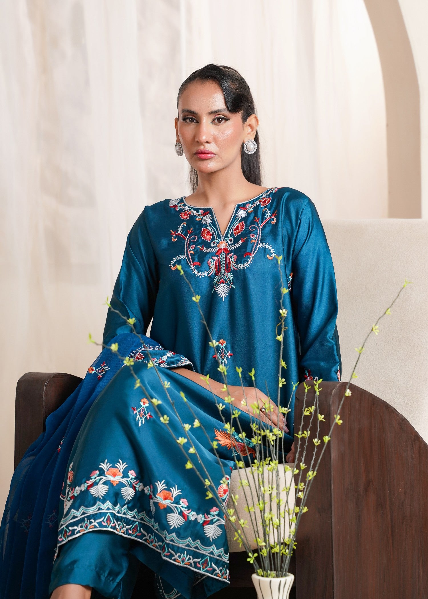 silk Kaftan in Sapphire blue