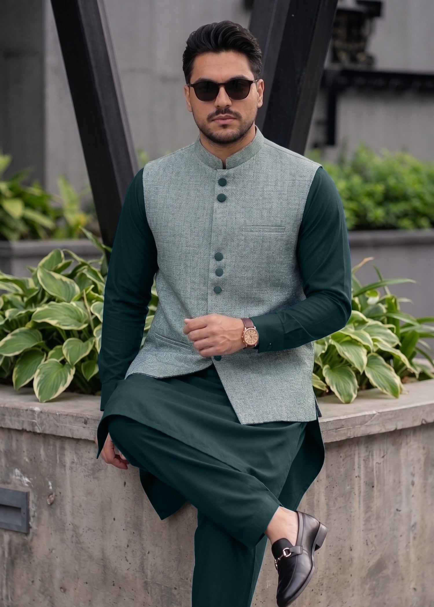 suiting Waistcoat in Emerald green by The Great Masters (TGM)