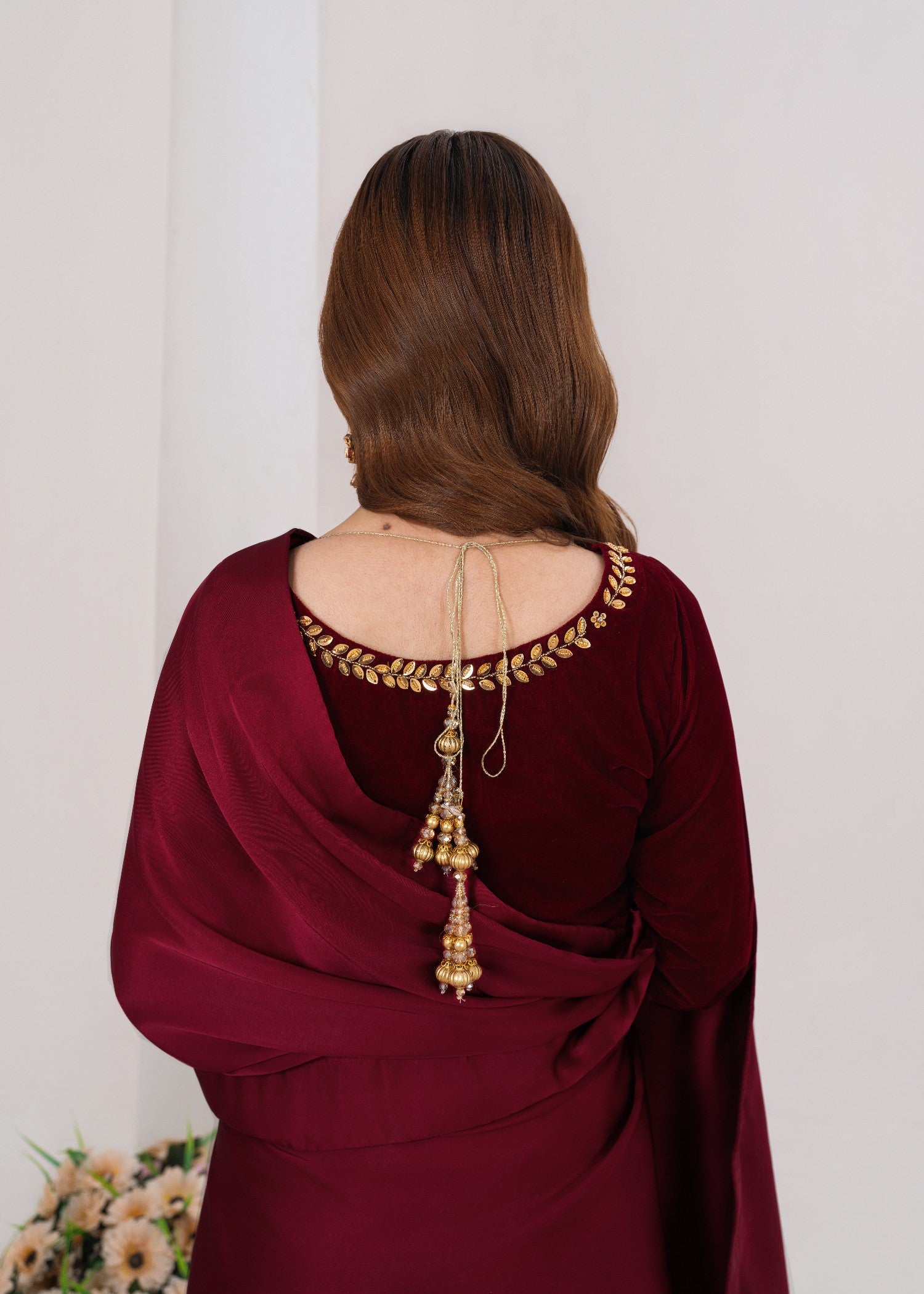 chinese micro velvet 9000 Saree in Maroon