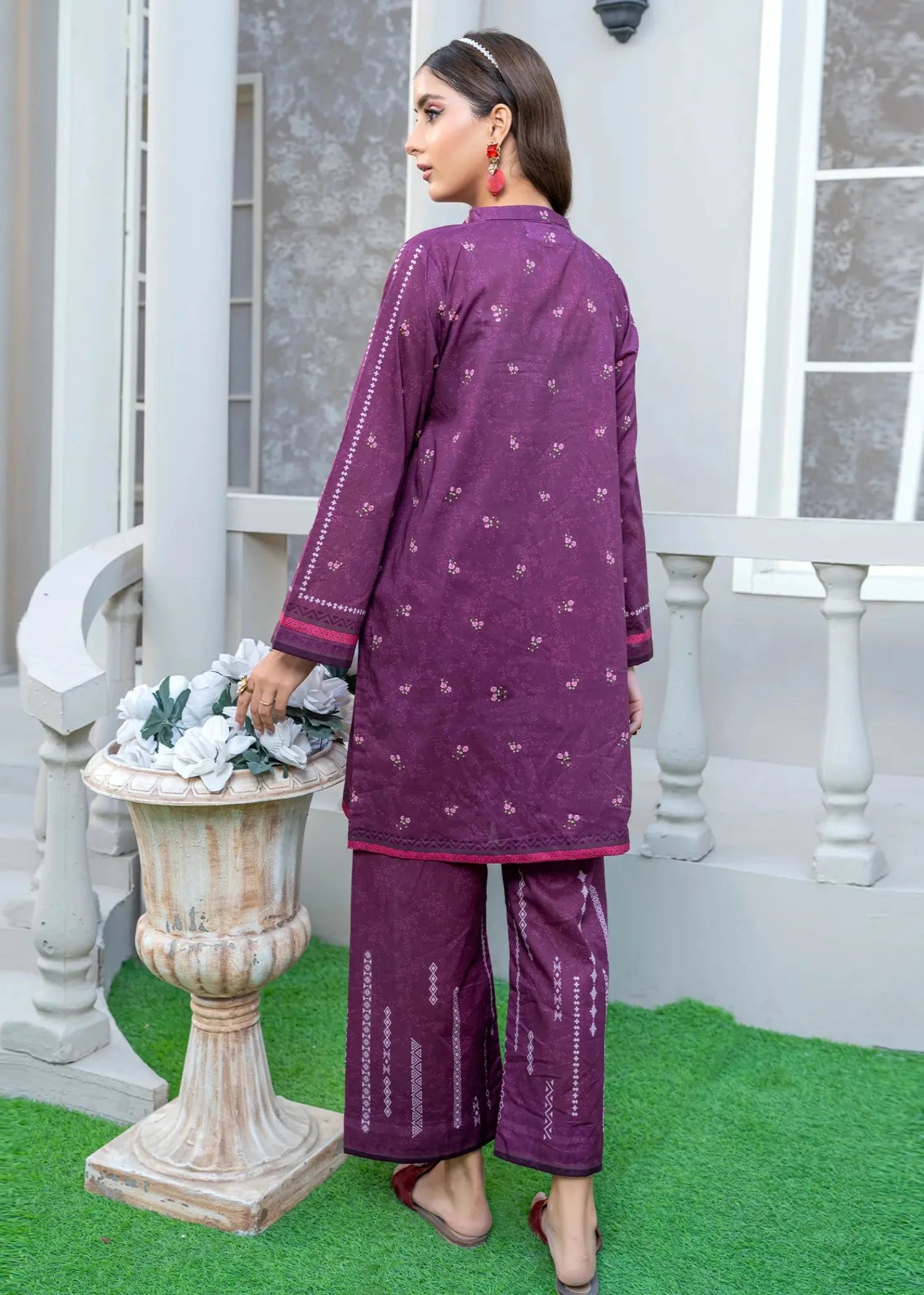 cotton Kurta Set in Plum