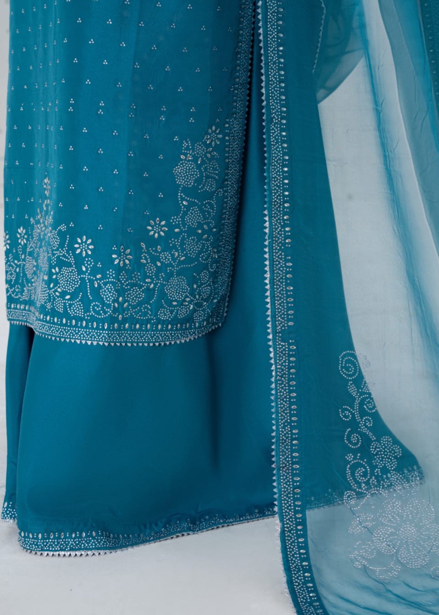 polyester kattan silk Kurta Set in Carolina blue