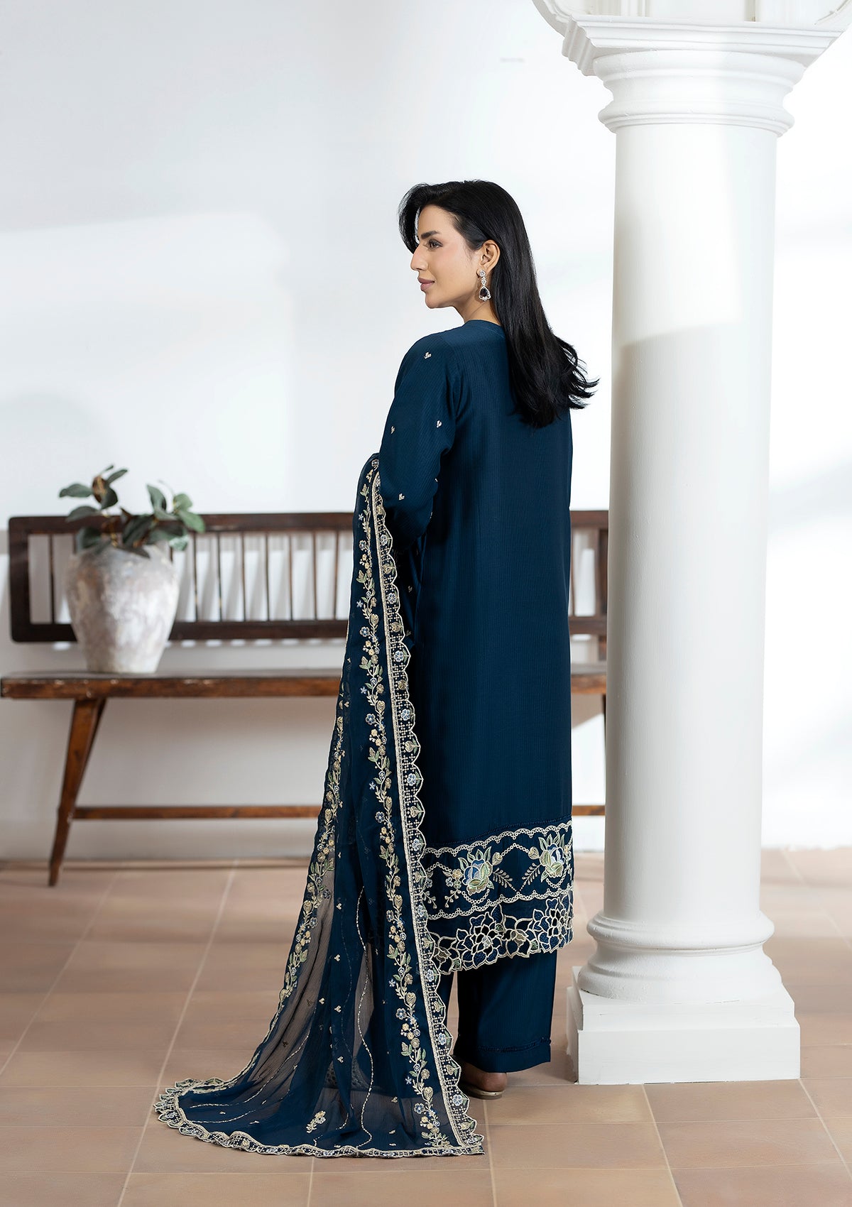 viscose Kurta Set in Navy blue