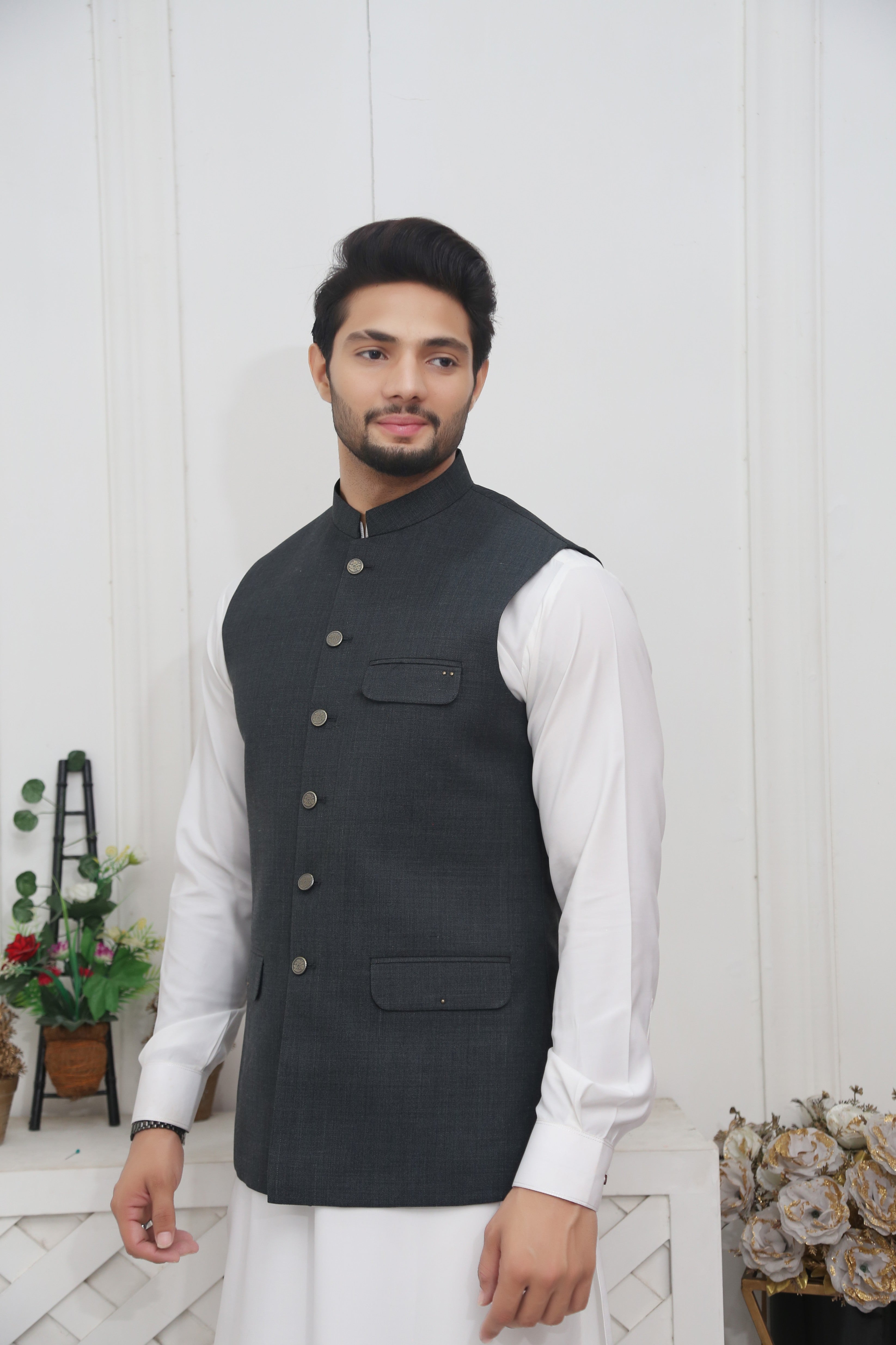 tropical Waistcoat in Smoke grey