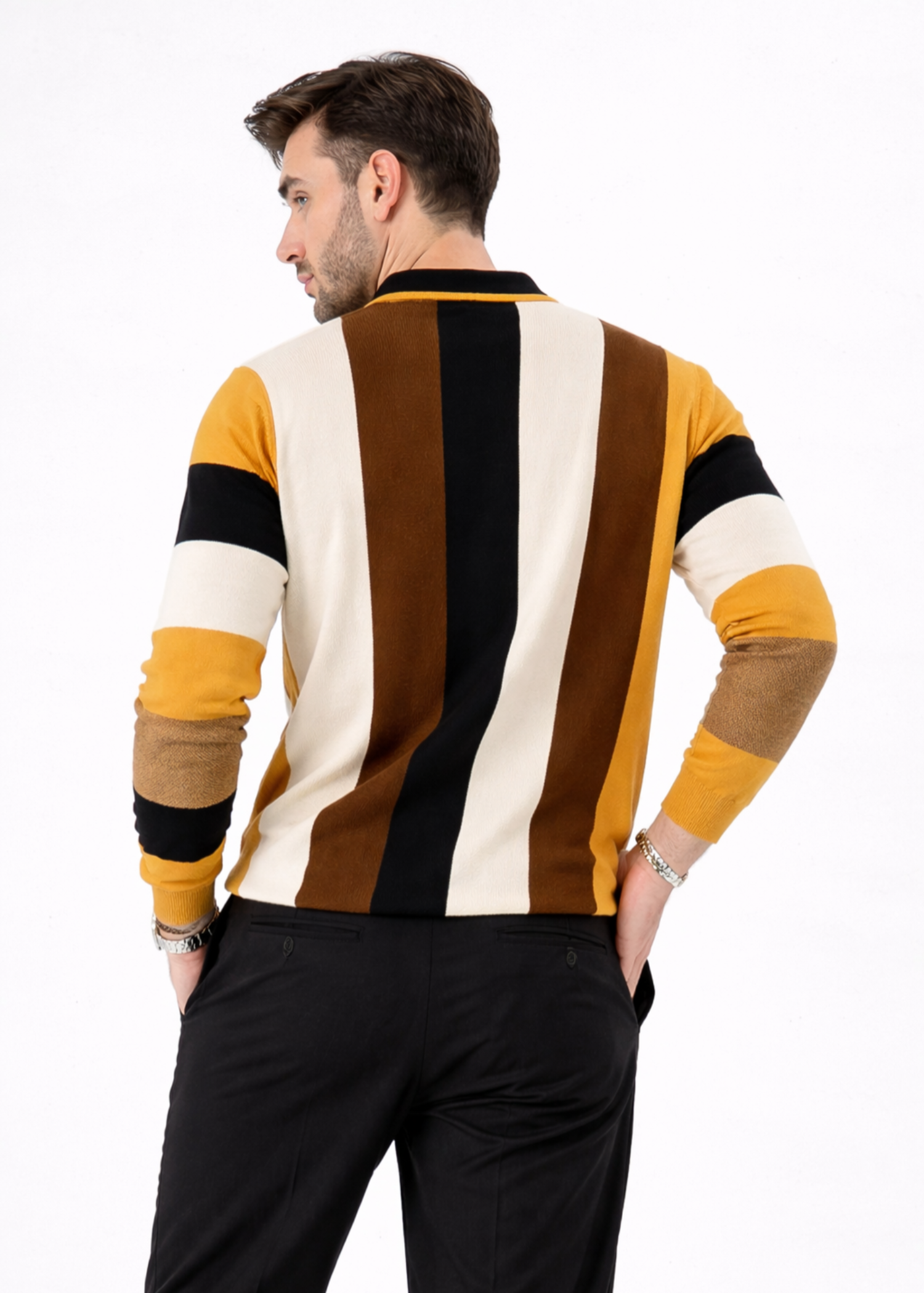 cotton Polo Shirt in Brown, mustard