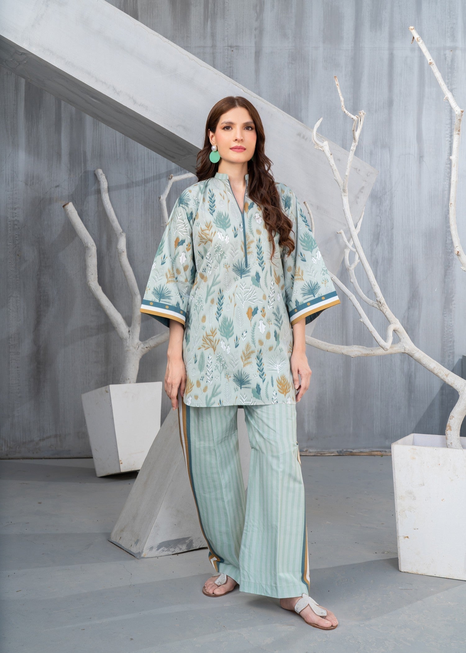 poly lawn Kurta Set in Cloud blue