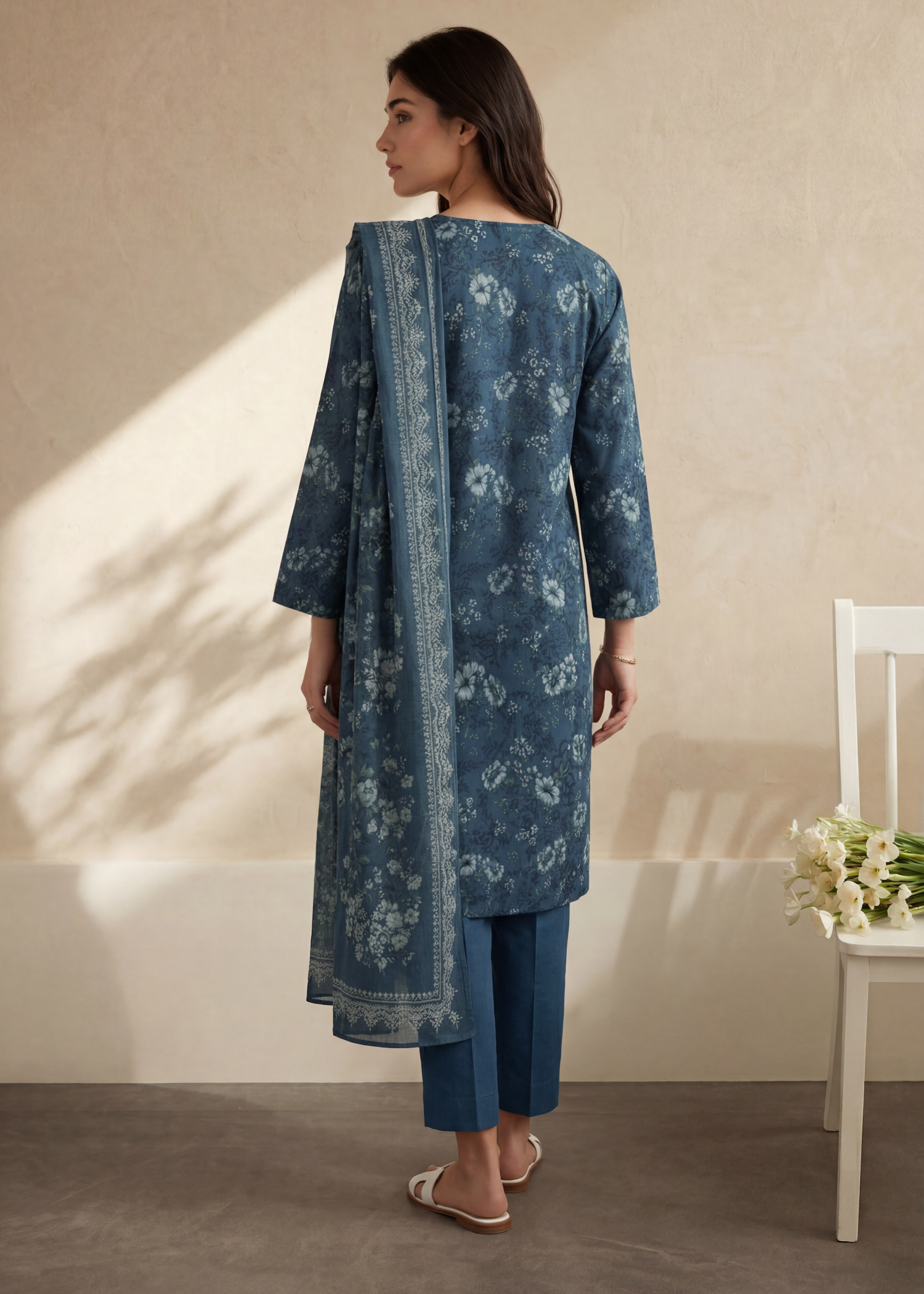 lawn Kurta Set in Midnight