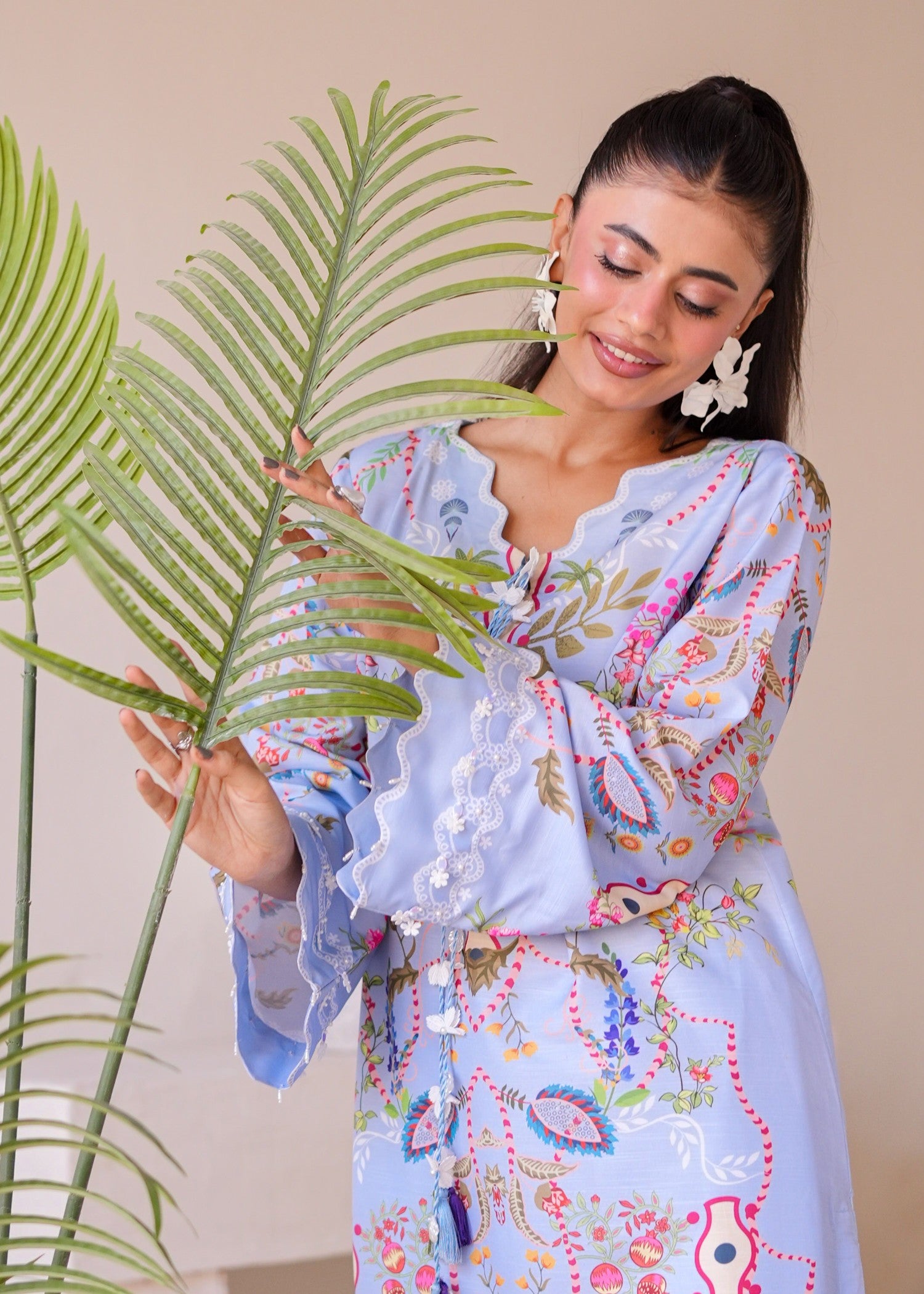 lawn Kurta Set in Ice blue