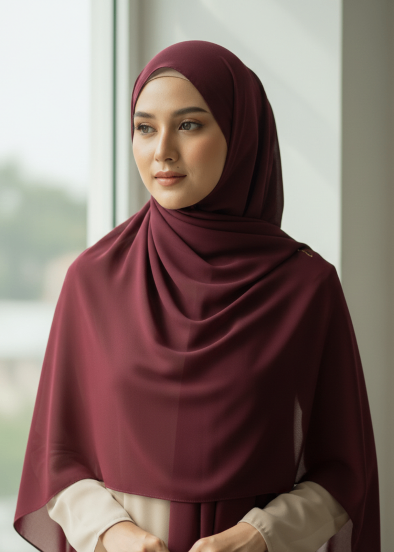 chiffon Hijab in Maroon