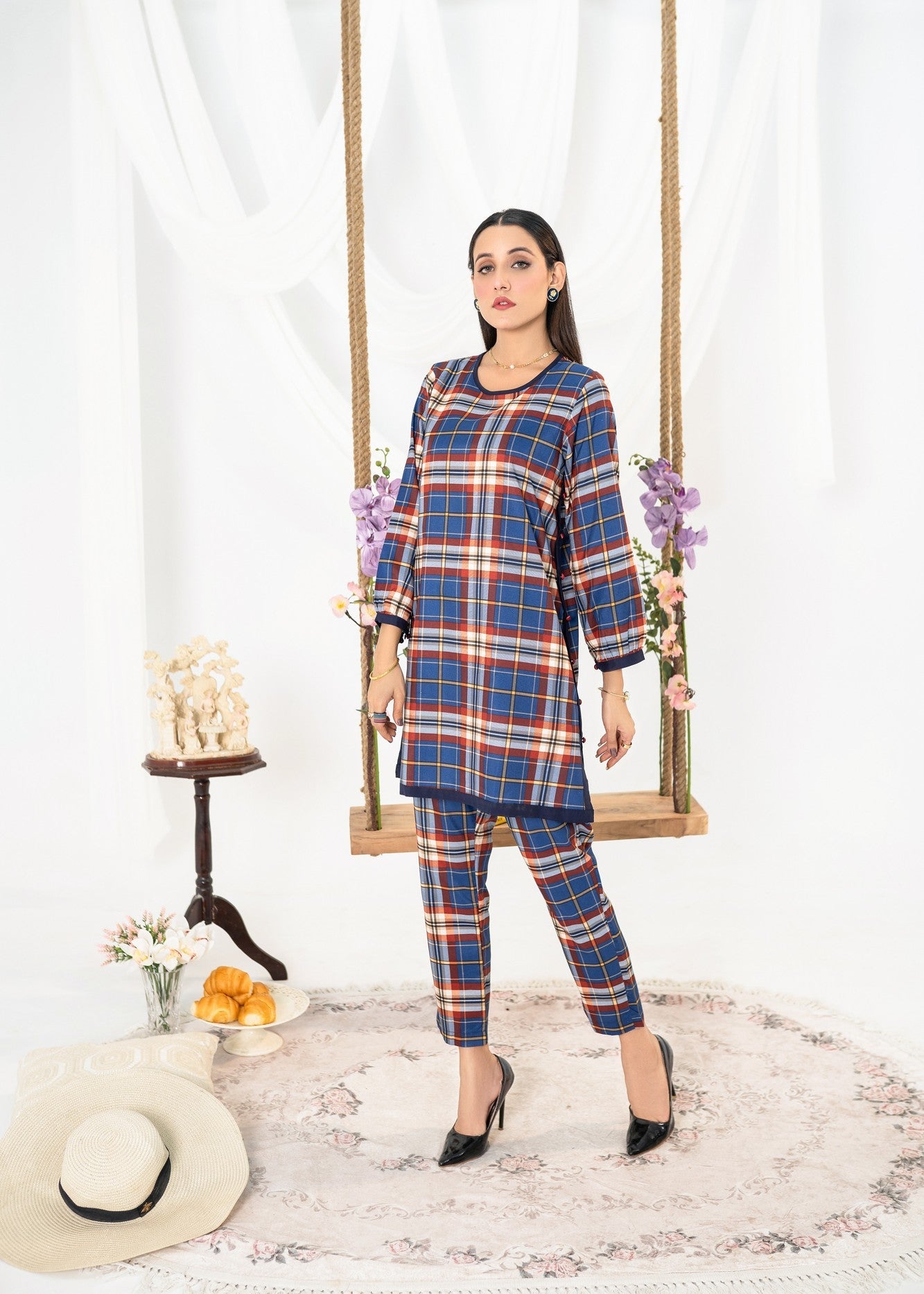 blended satin Co Ord Sets in Blue