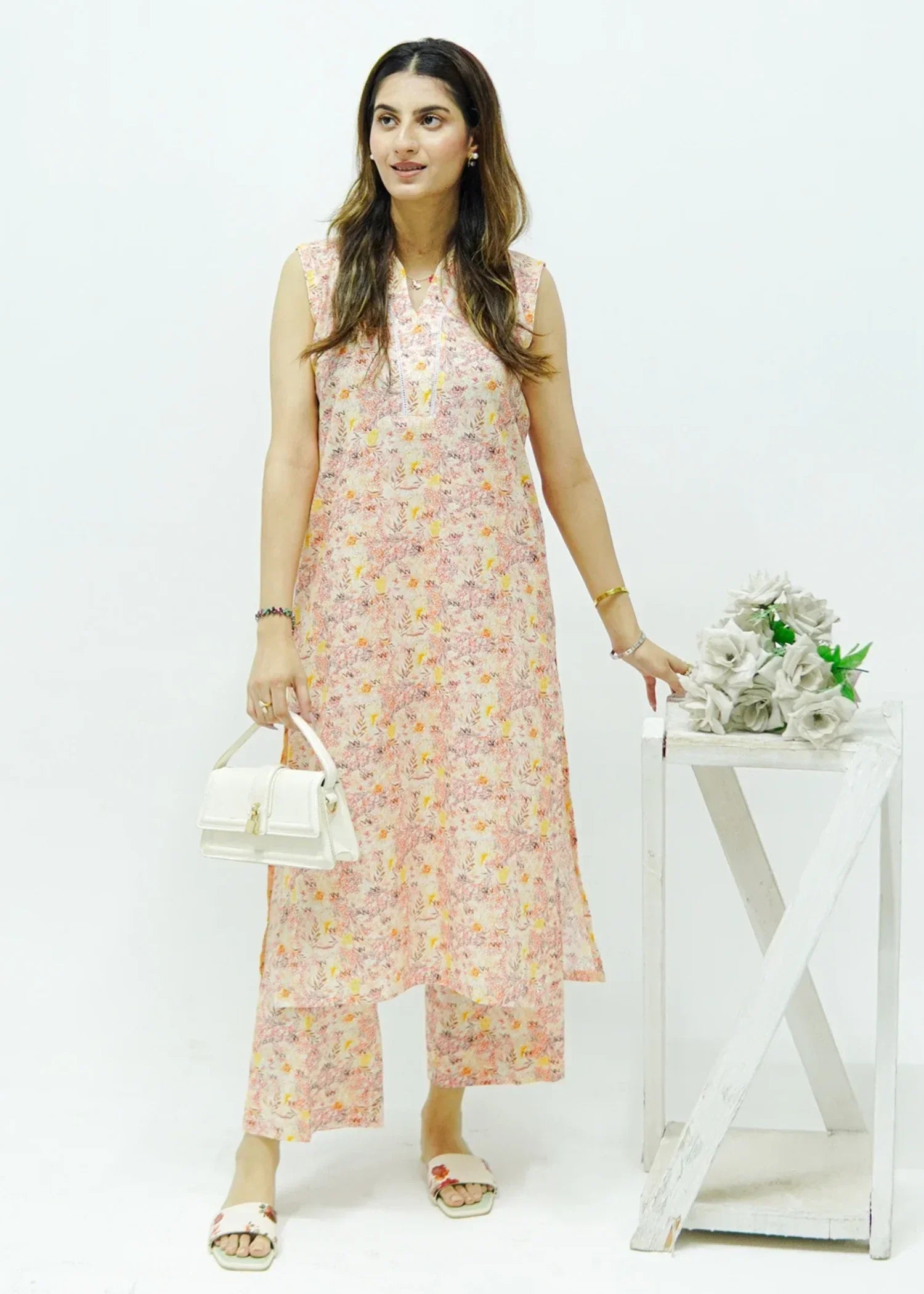 lawn Co Ord Sets in Beige, flamingo, light yellow