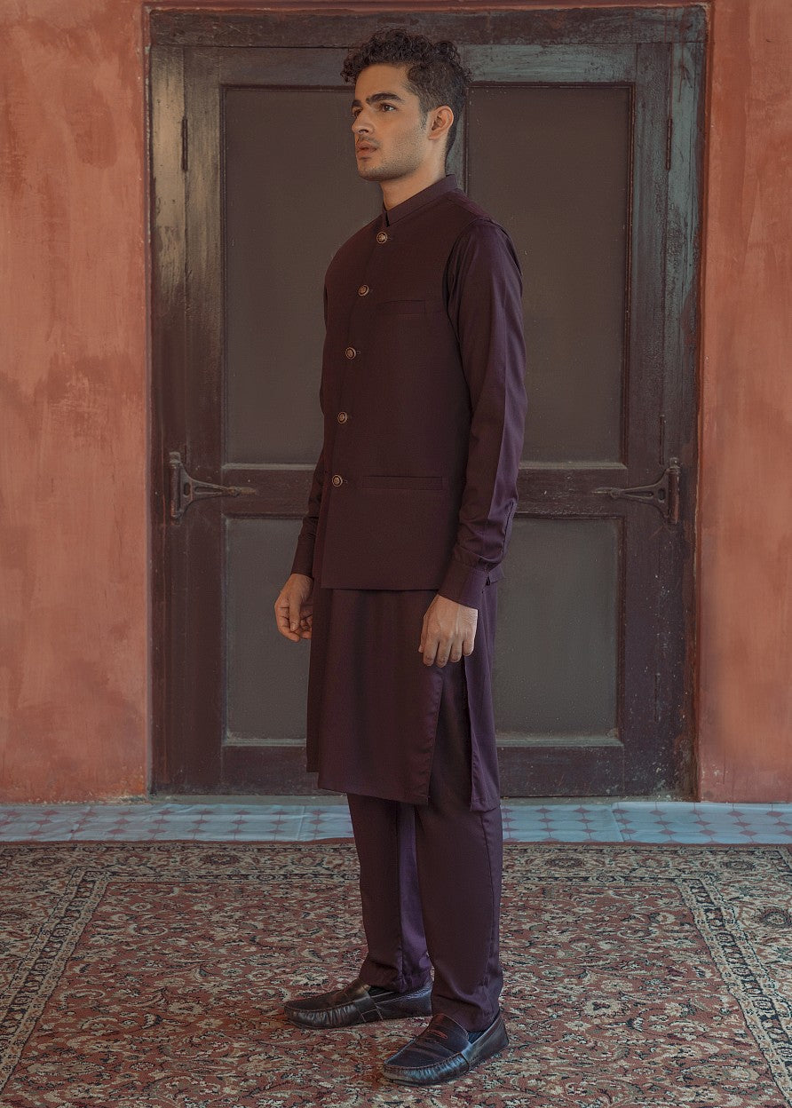 wash & wear Waistcoat in Chocolate brown