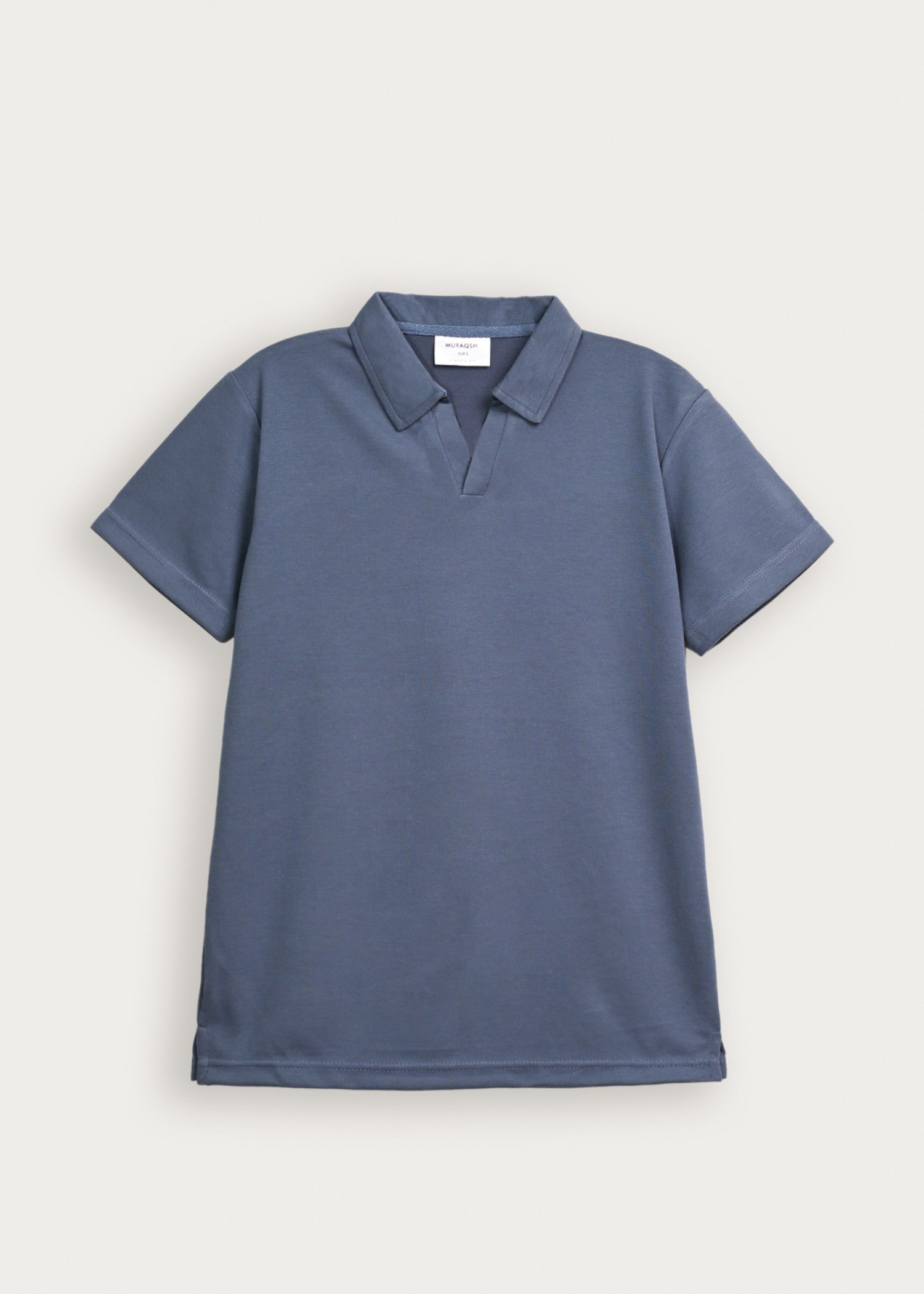interlock knit Polo Shirt in Steel blue