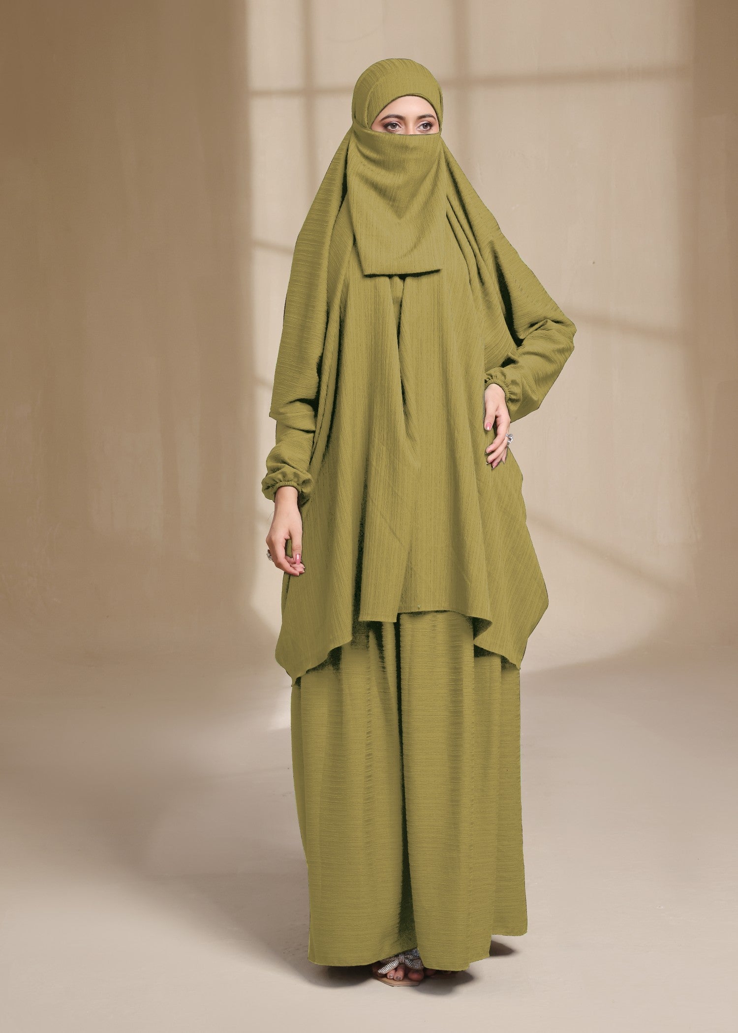 georgette Jilbab in Apple green