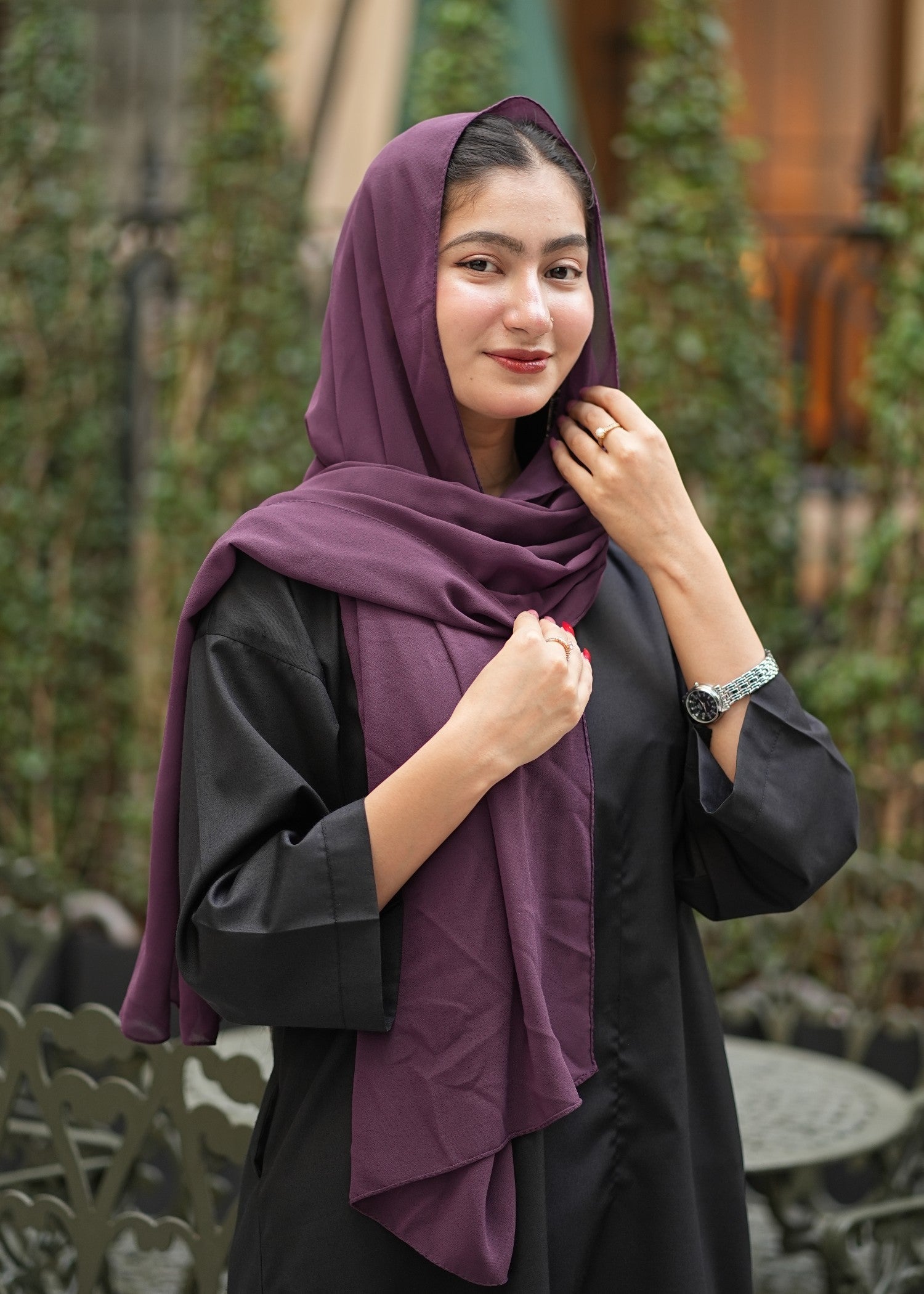 georgette chiffon Hijab in Purple