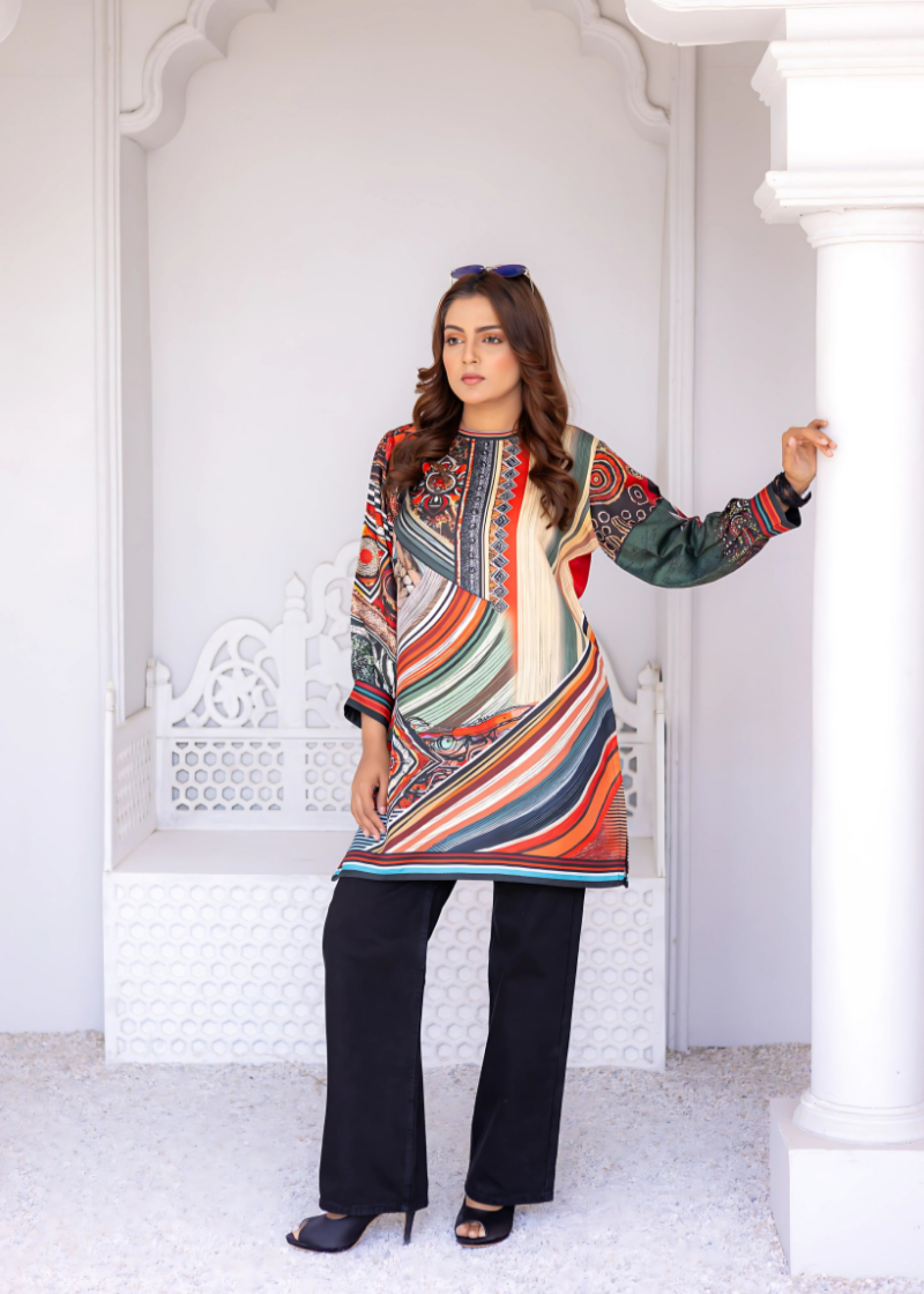herringbone Kurti in Jet black