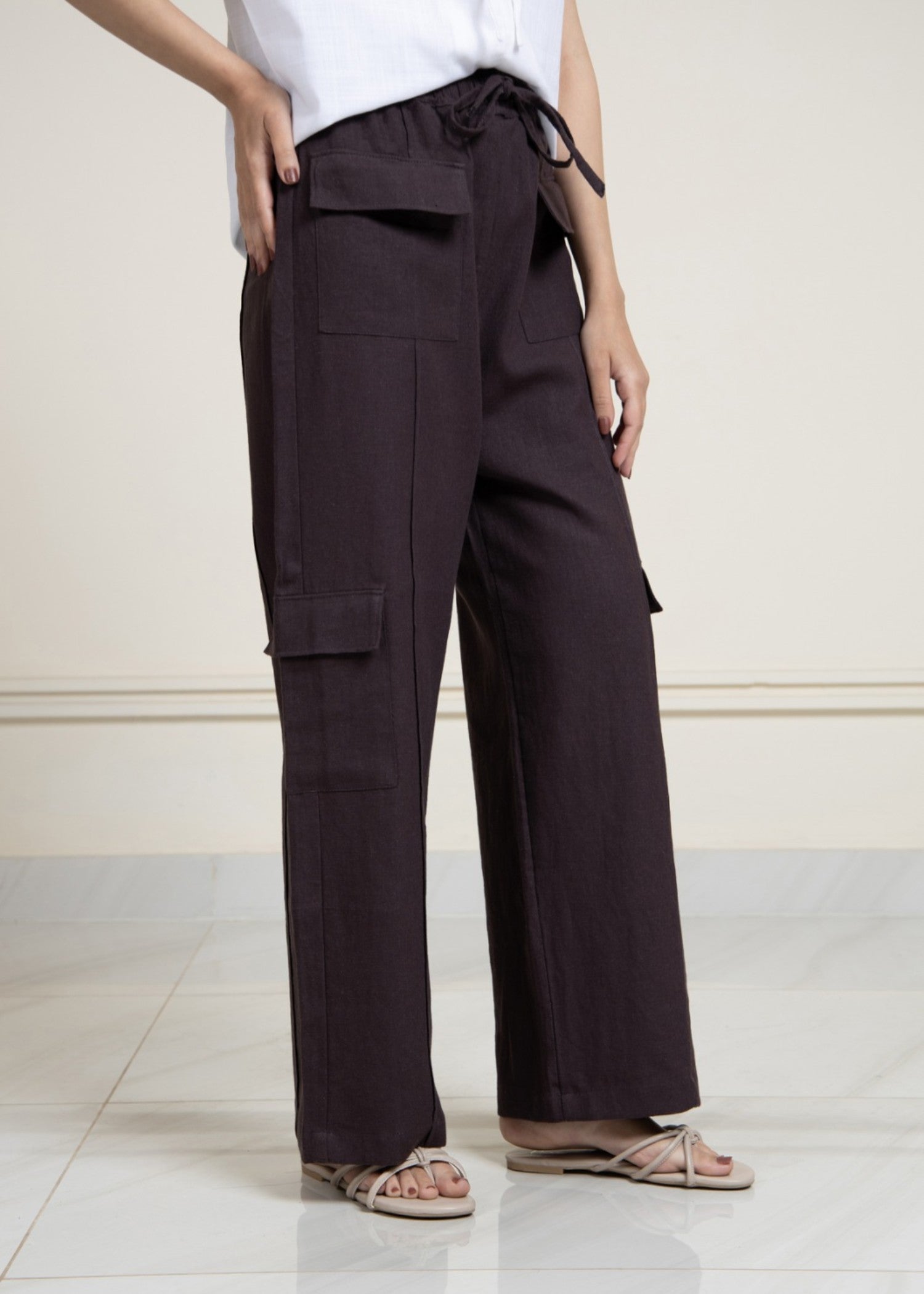 linen Trousers in Espresso brown