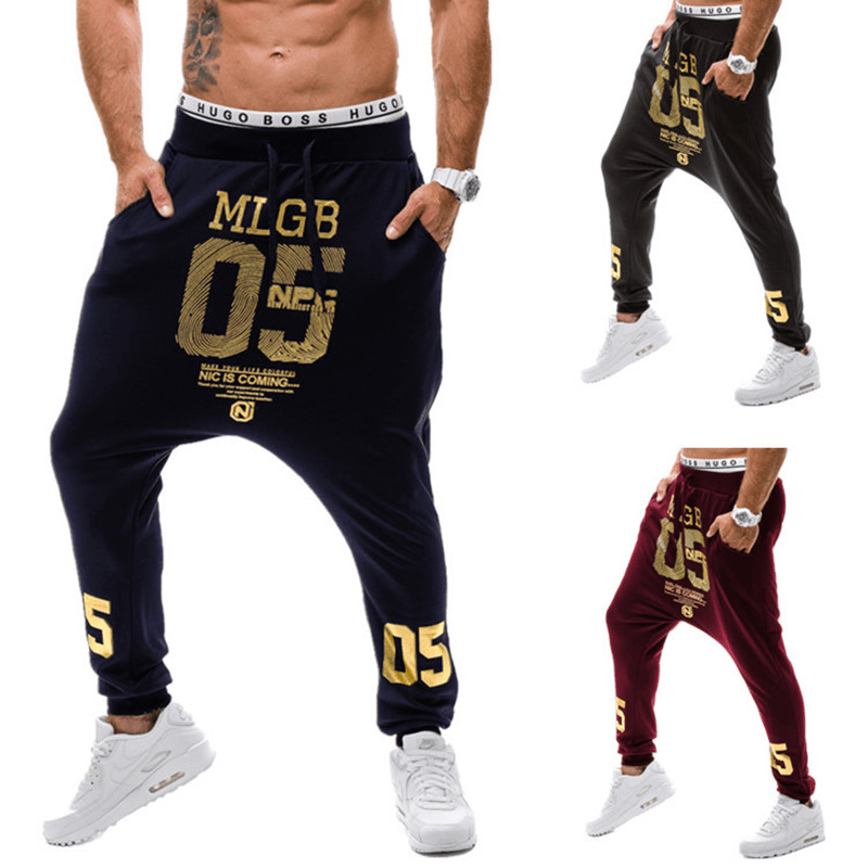 Men'S Harem Pants Alphabet Print Low-Grade Baggy Pants