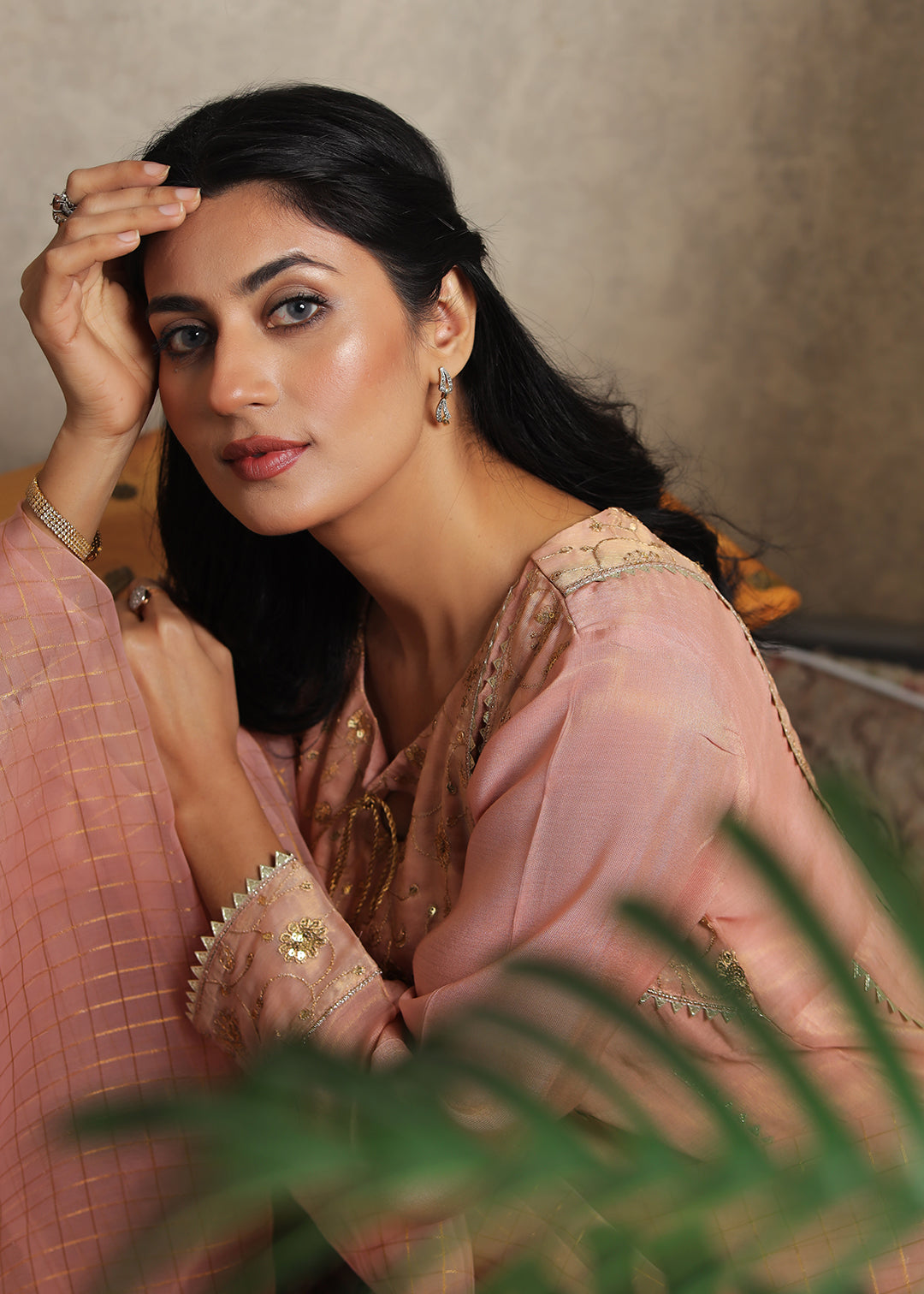 masuri Pishwas in Coral pink