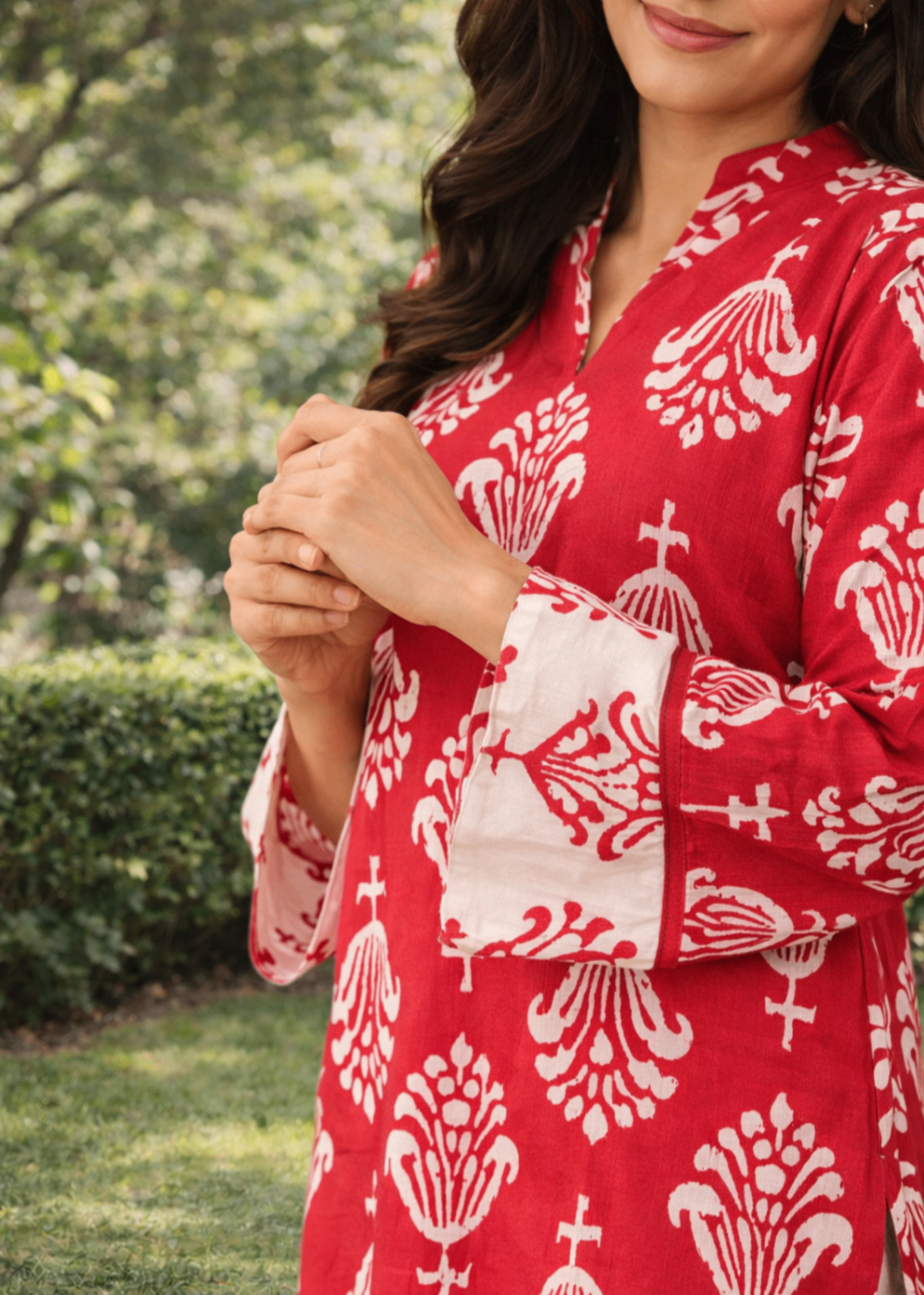 linen Co Ord Sets in White, red
