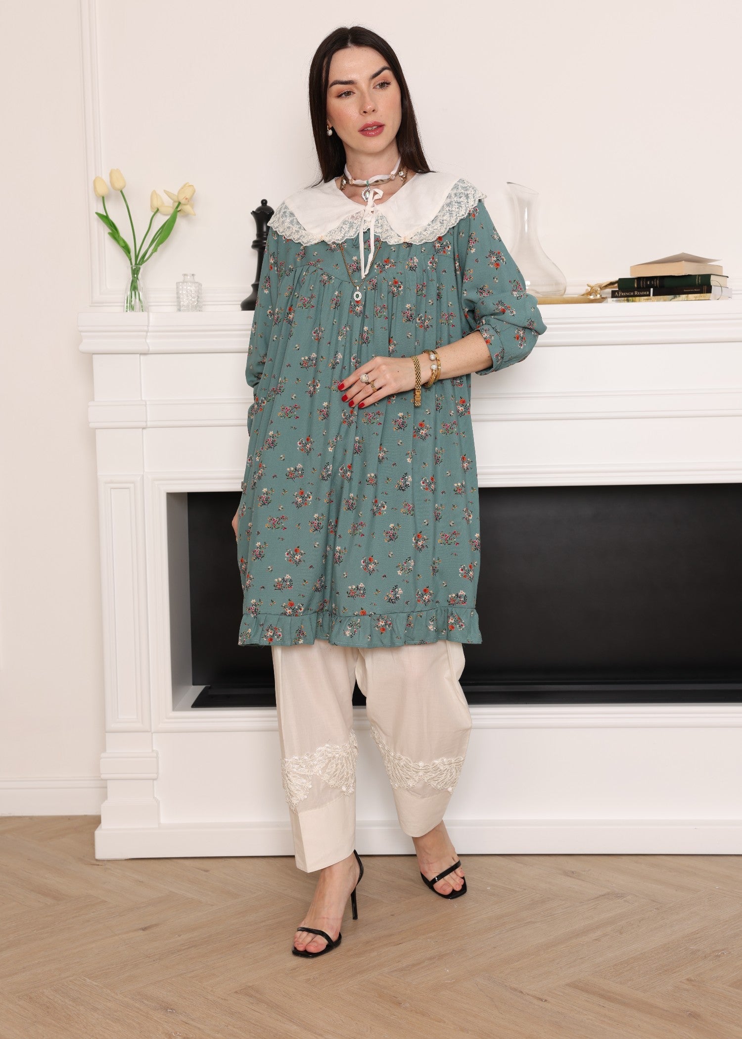 cotton Tunic in Steel teal