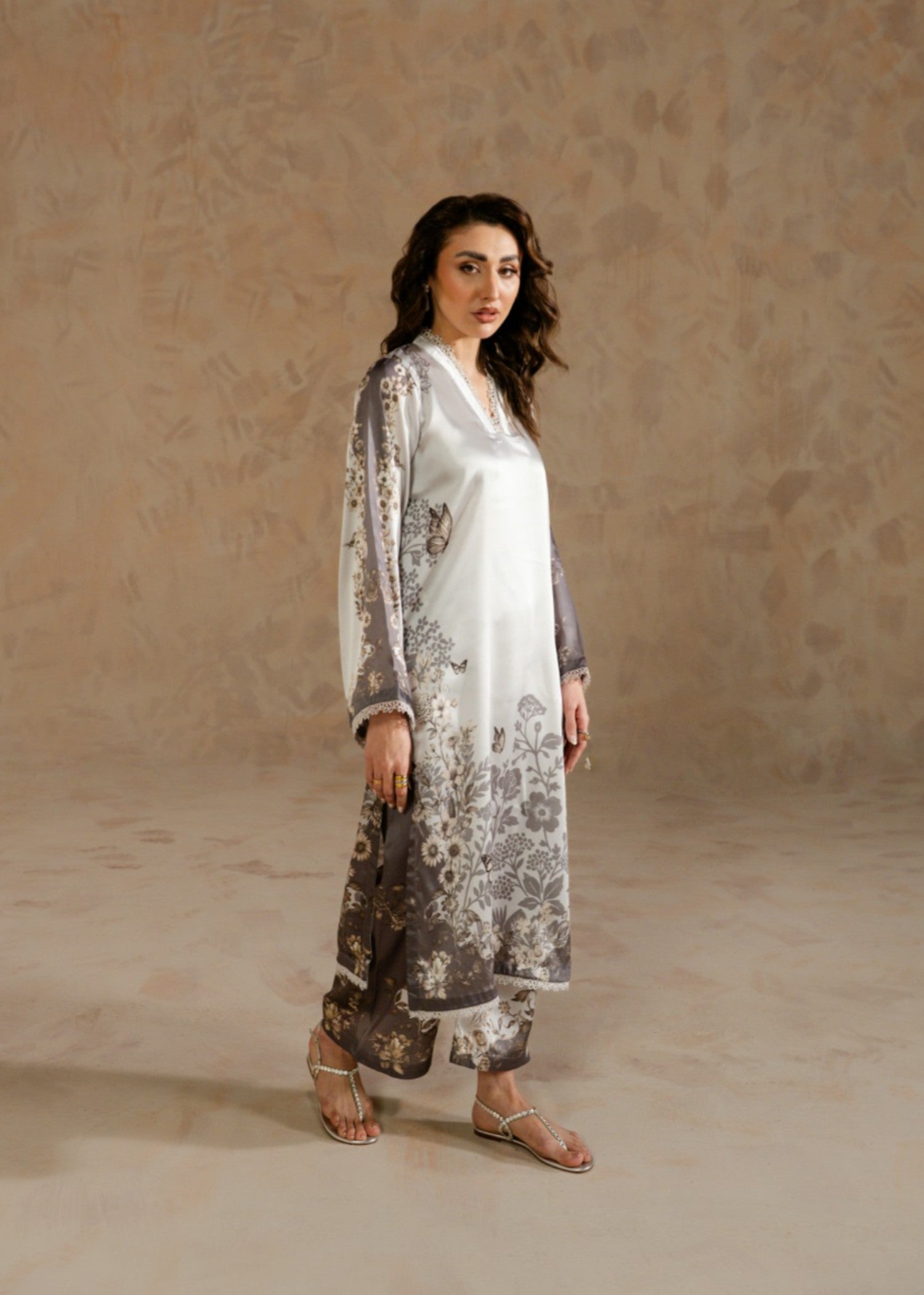 silk charmeuse Co Ord Sets in Silver