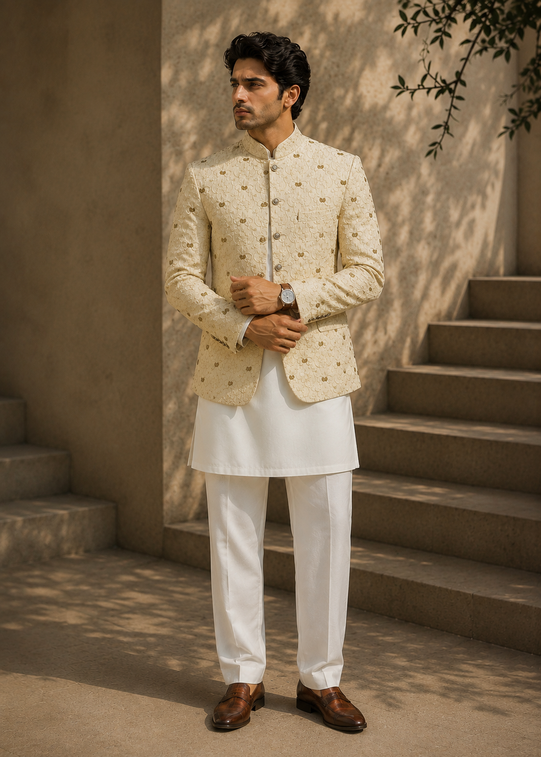 silk Prince Coat in Ivory, cream