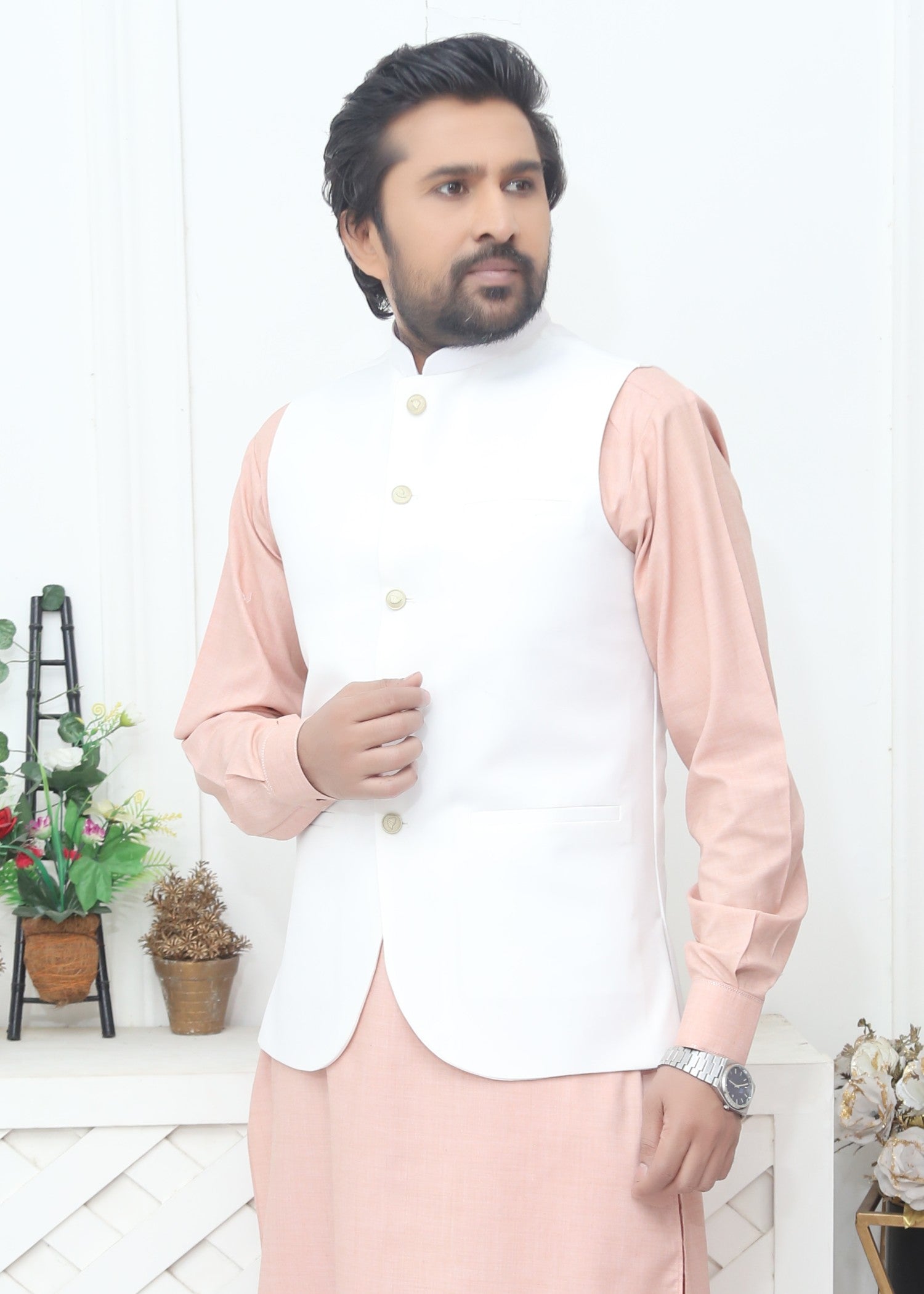 tropical Waistcoat in White