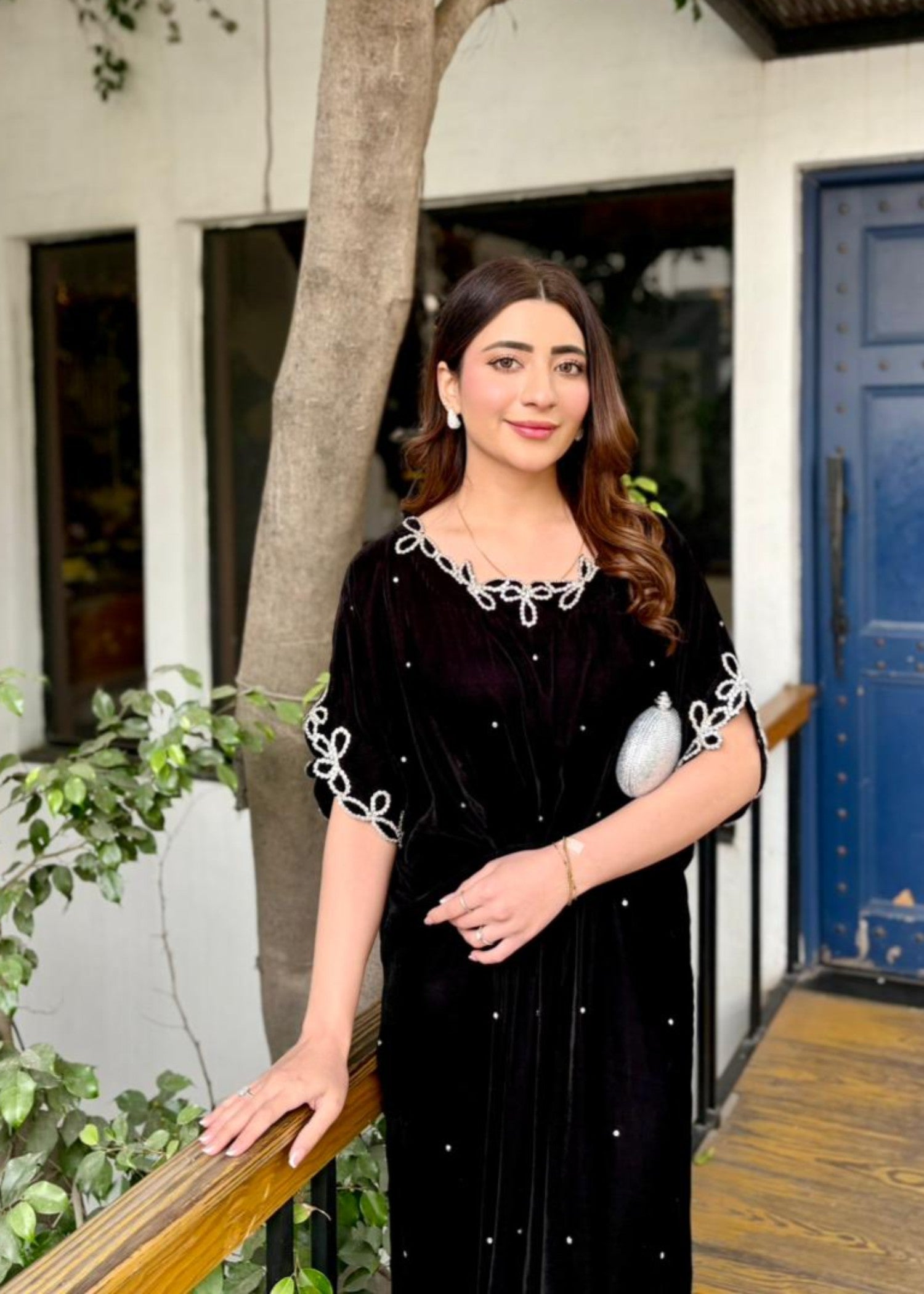 velvet Kaftan in Black