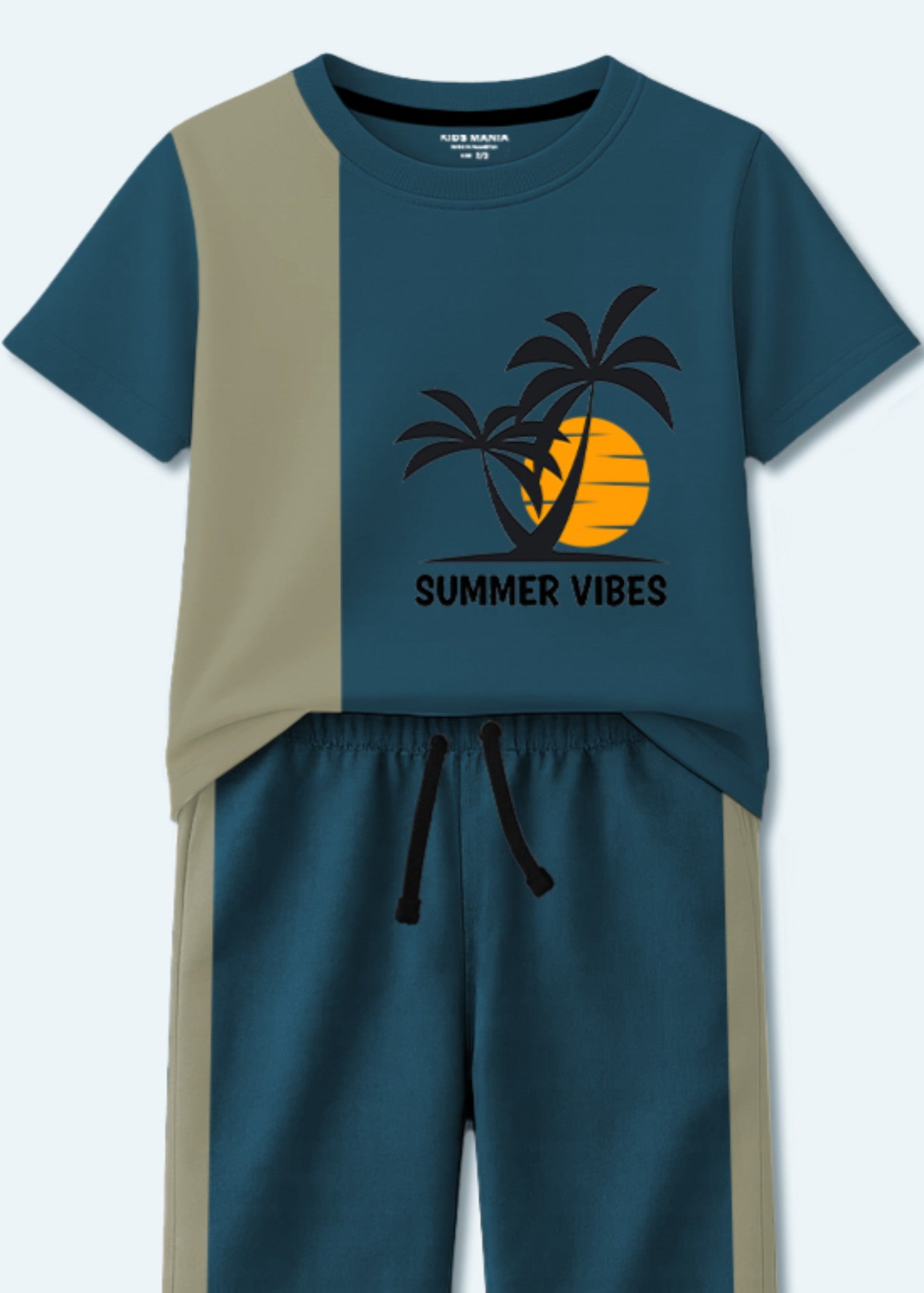 cotton Tracksuit in Teal, beige
