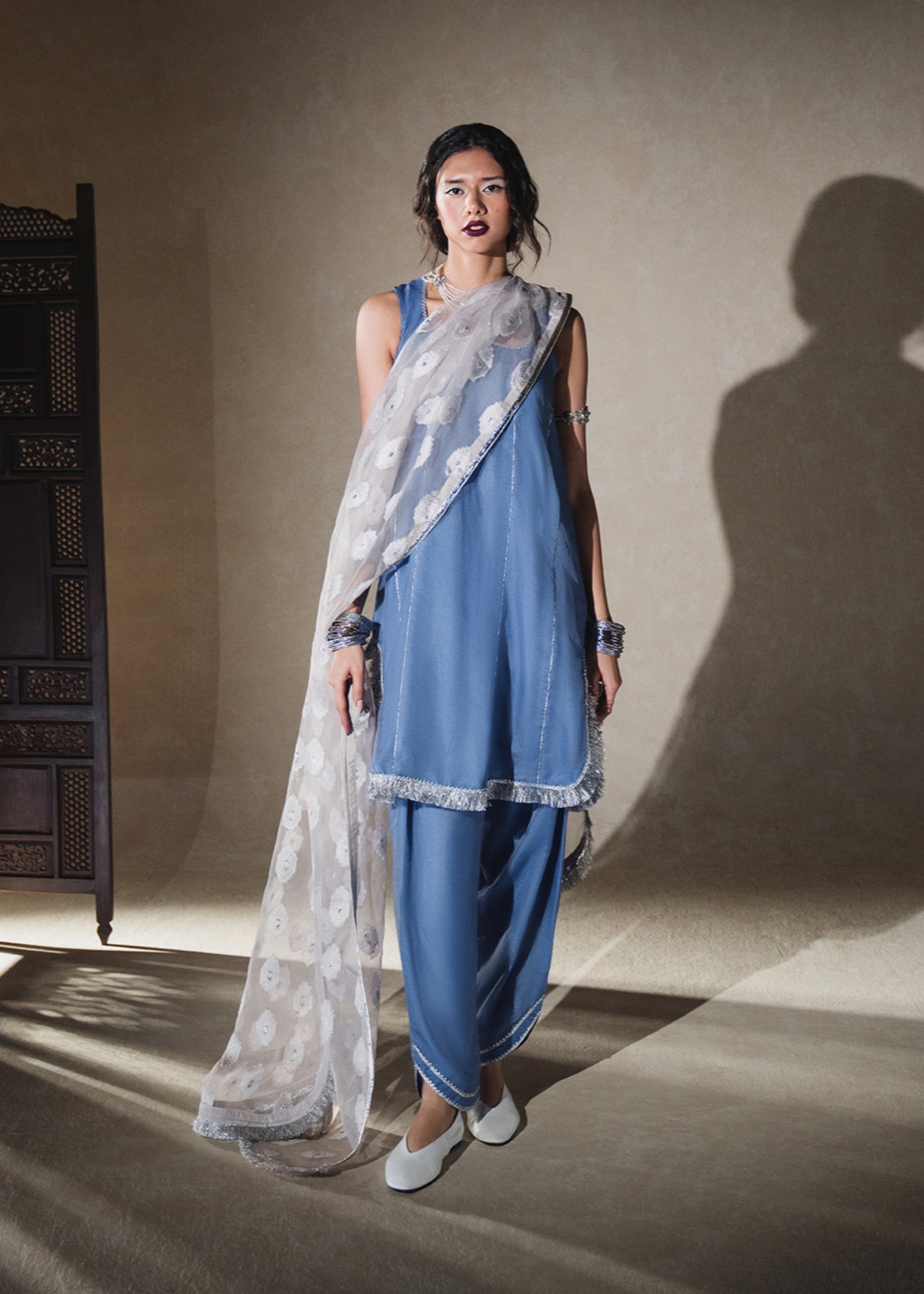 organza Kurta Set in Periwinkle