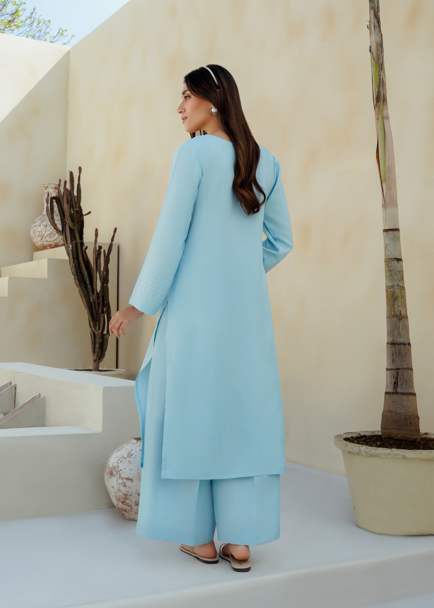 cotton silk Co Ord Sets in Light blue