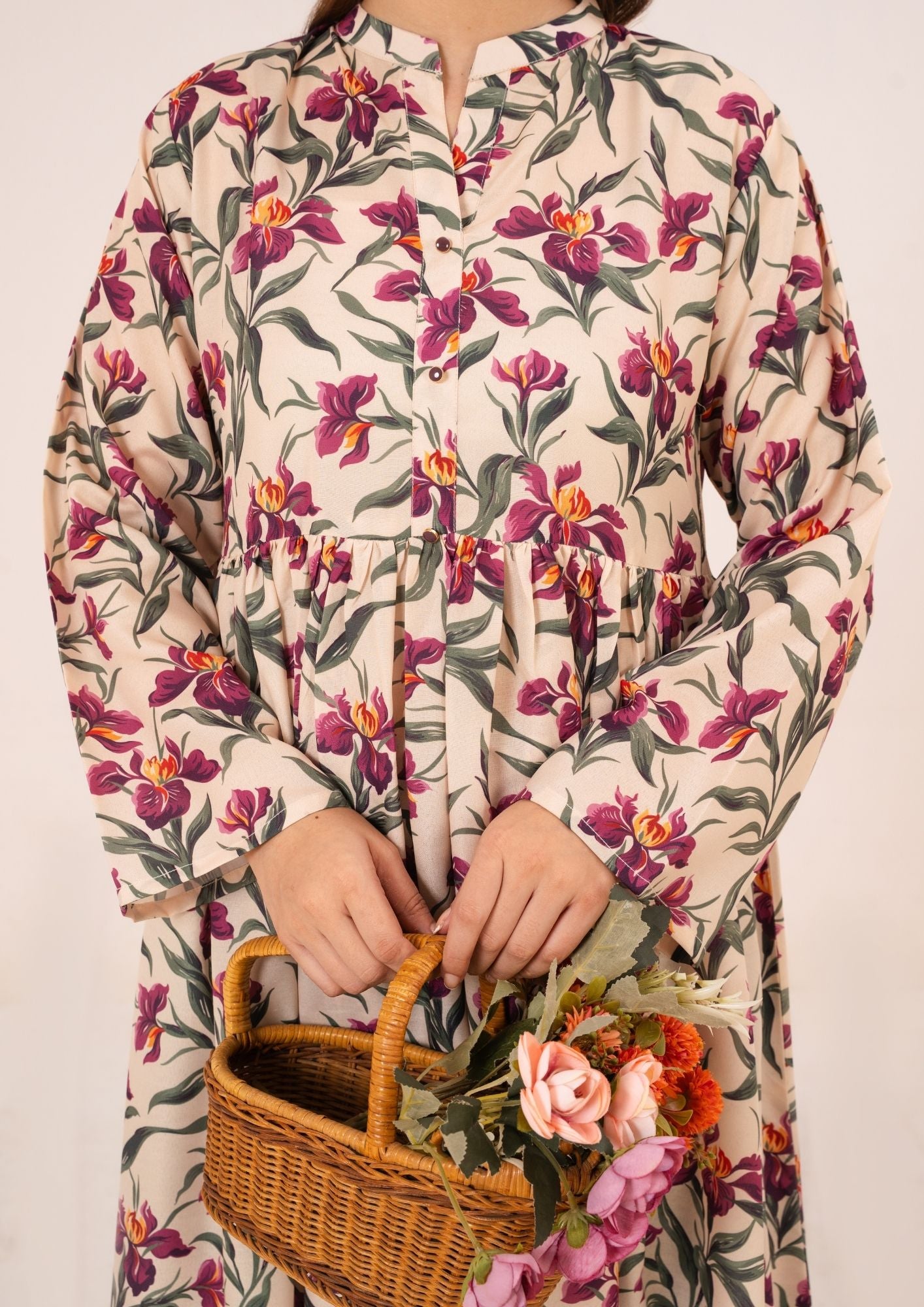 arabic lawn Maxi in Beige