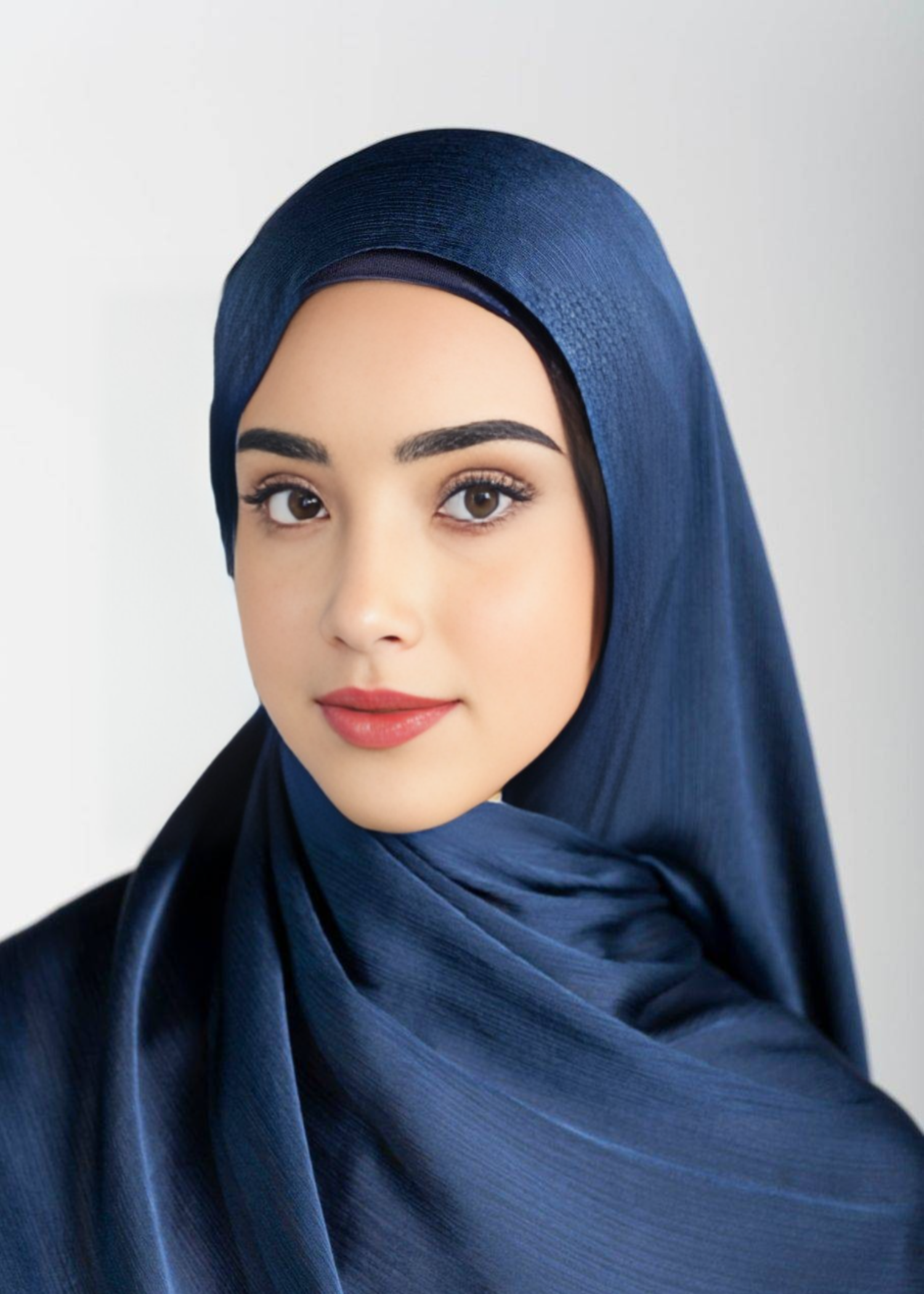 satin crepe Hijab in Midnight blue