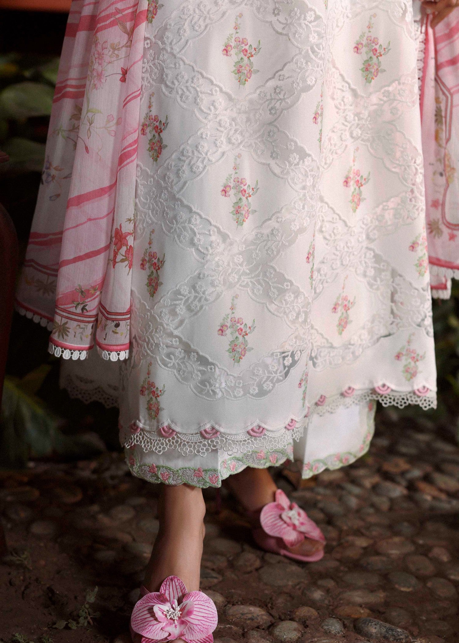 swiss voil Kurta Set in White