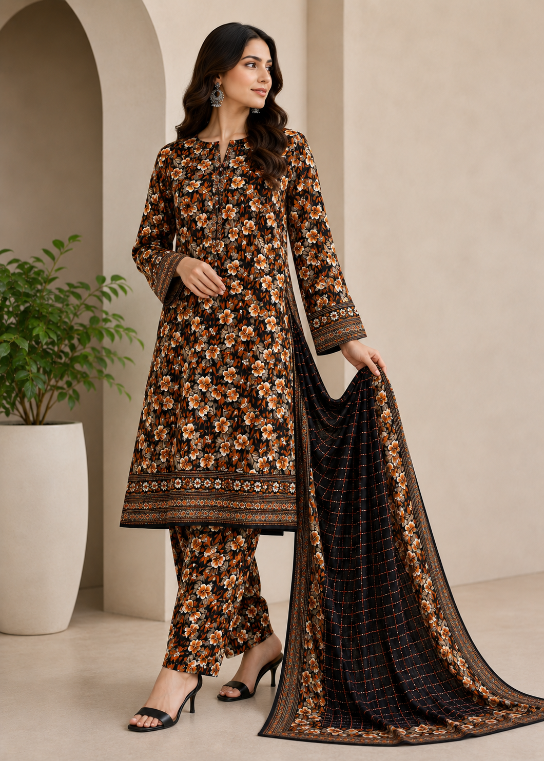 cotton Unstitched in Black, orange