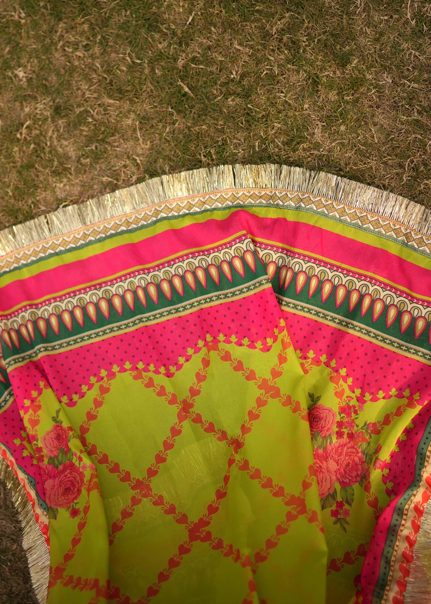 raw silk Unstitched in Dark green
