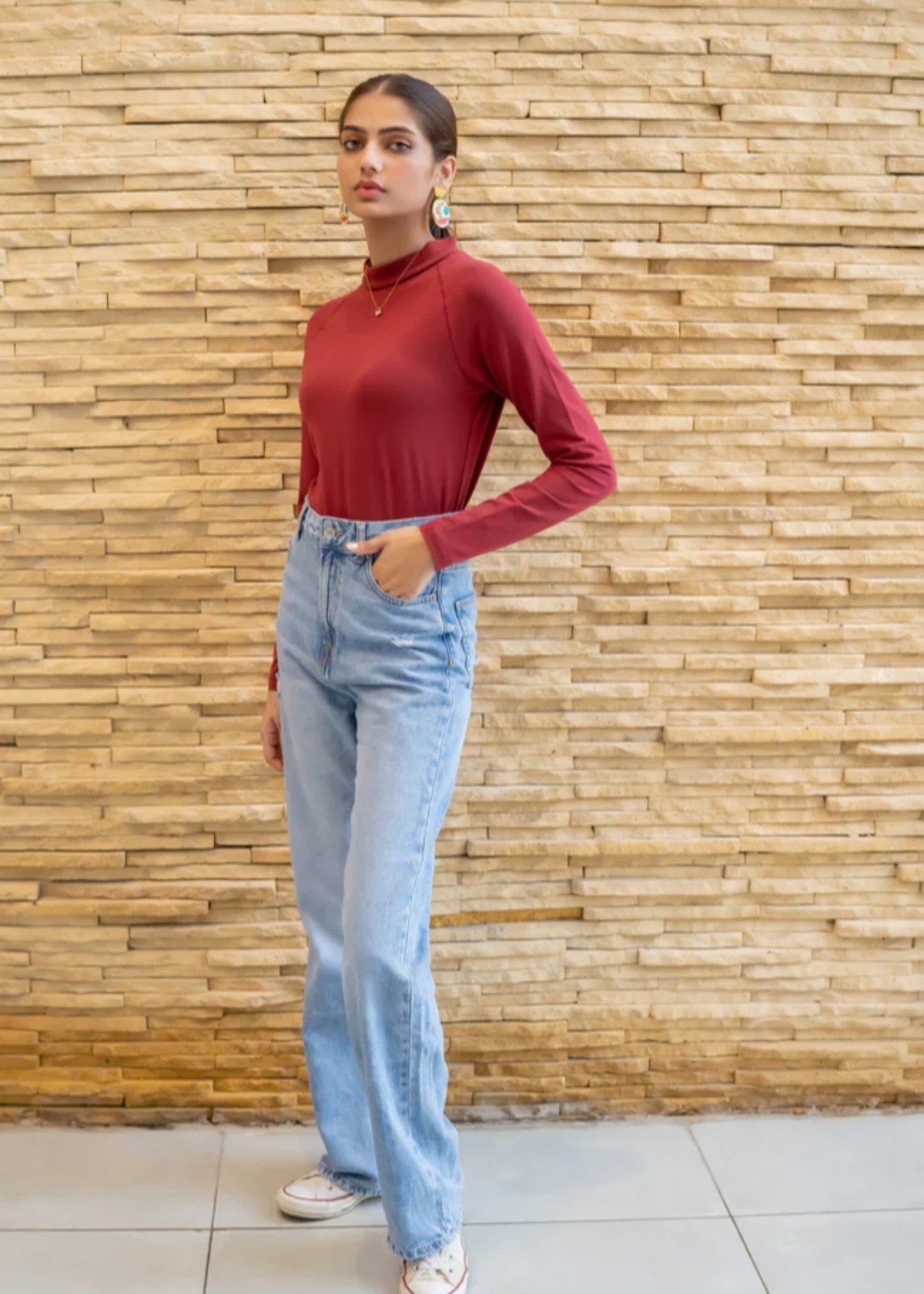 jersey knit Top in Red