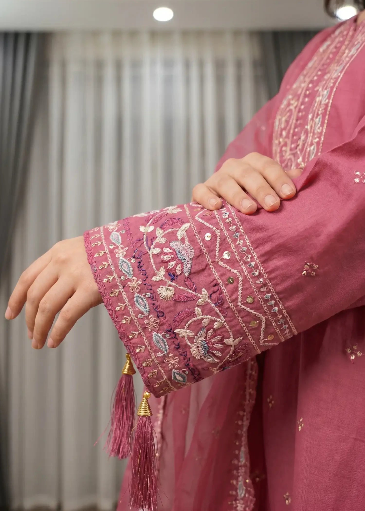 cotton Kurta Set in Strawberry pink