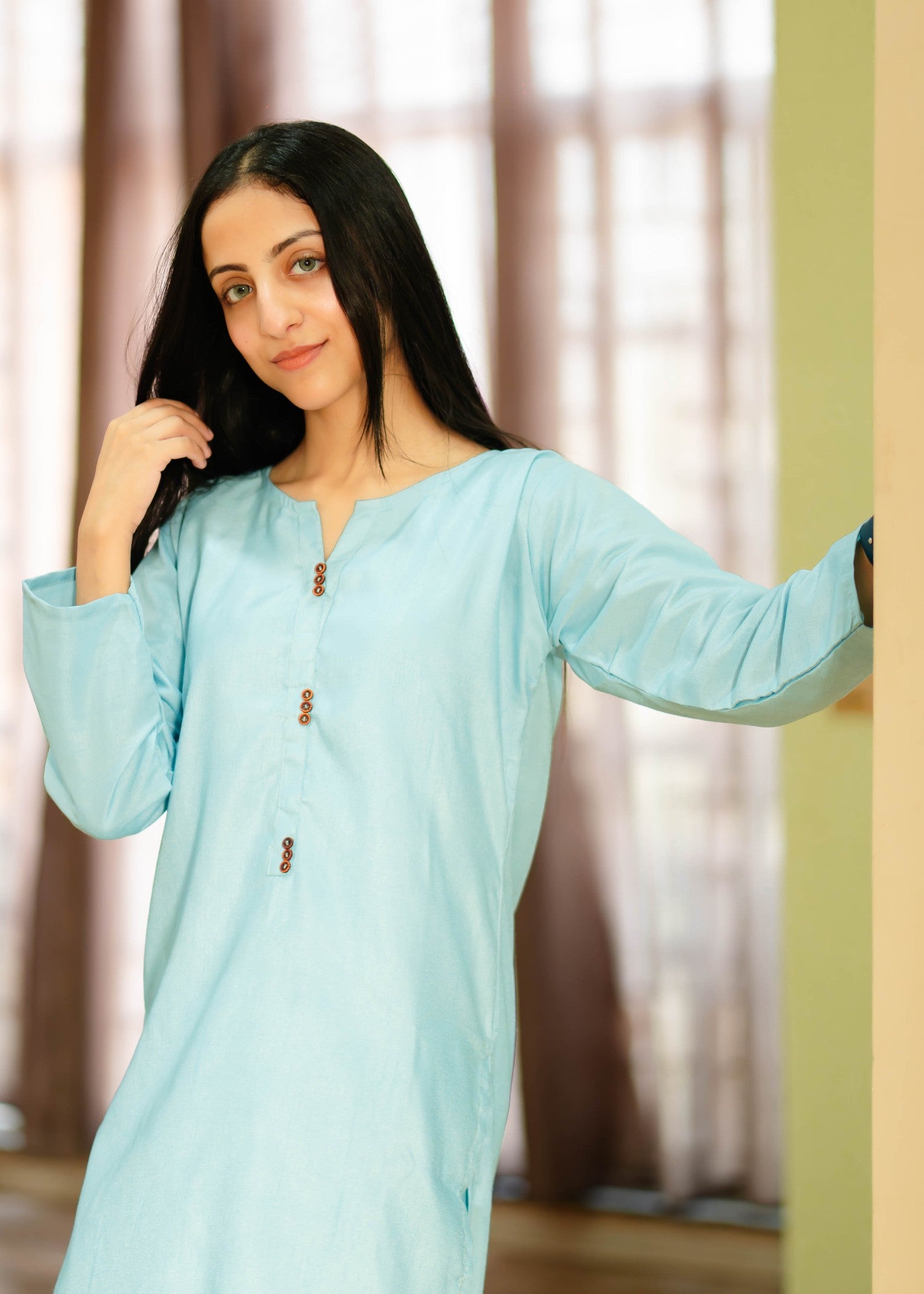 viscose raw silk Co Ord Sets in Ice blue
