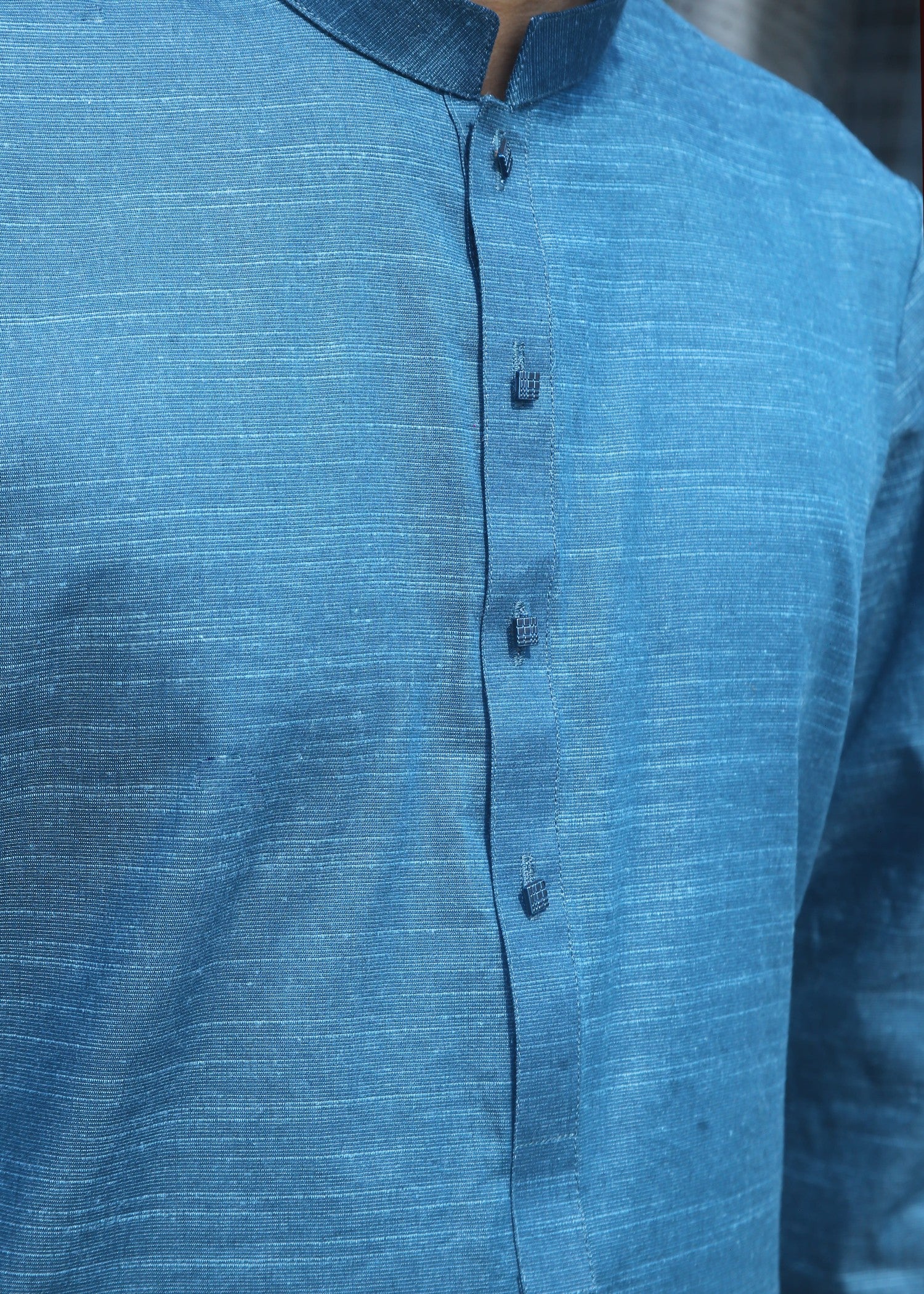 cotton jacquard Kurta in Ocean blue