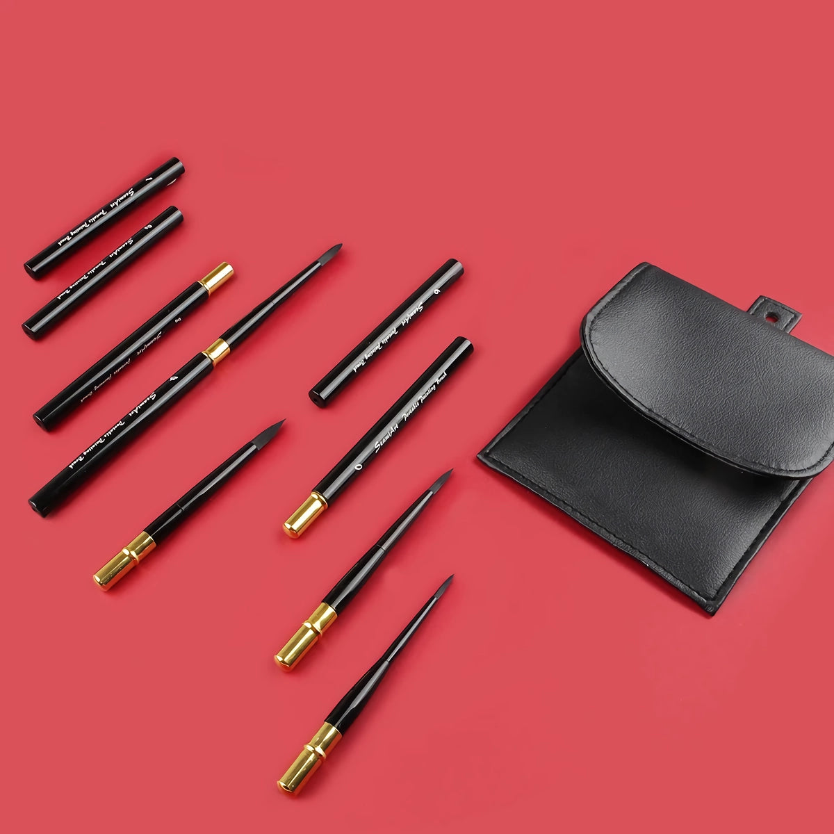 6-Piece Portable Watercolor Brush Set with PU Brush Bag
