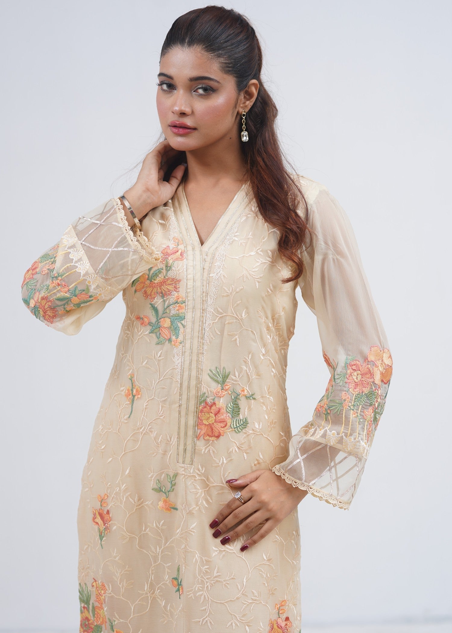 chiffon Unstitched in Off-white