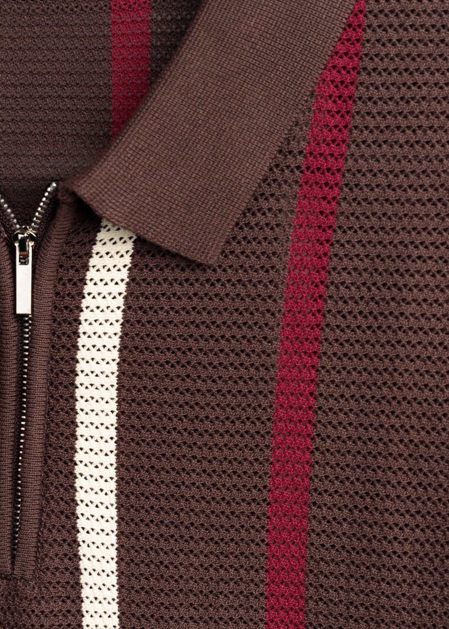 cotton Polo Shirt in Coffee brown, maroon, white