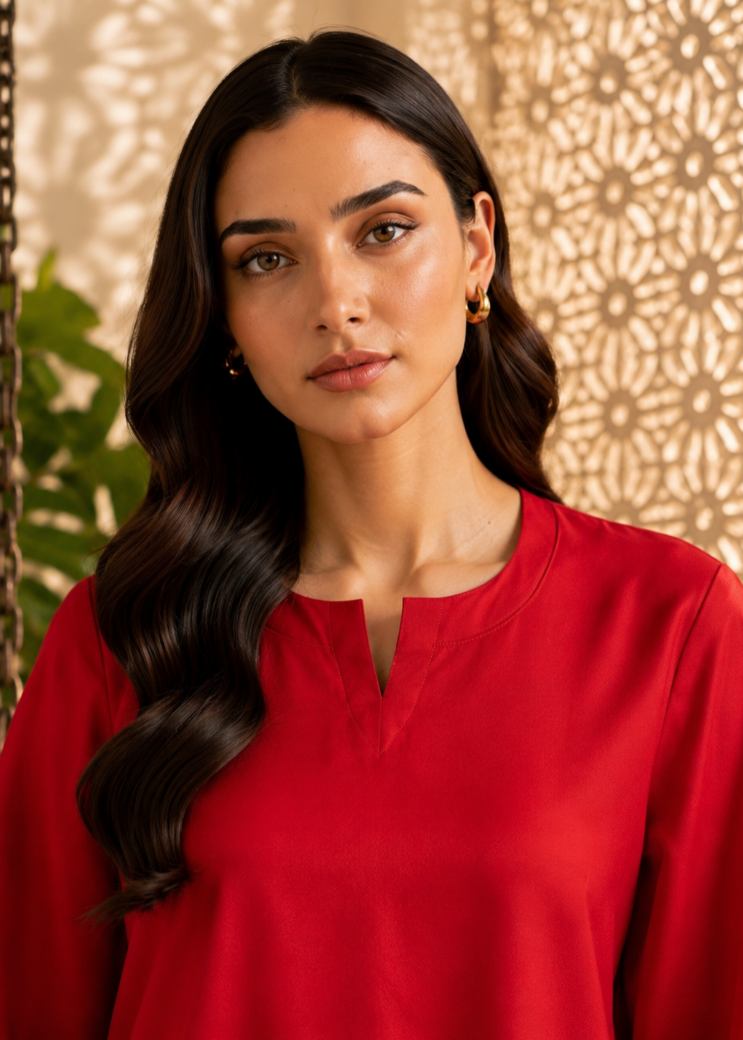 poly lawn Co Ord Sets in Red
