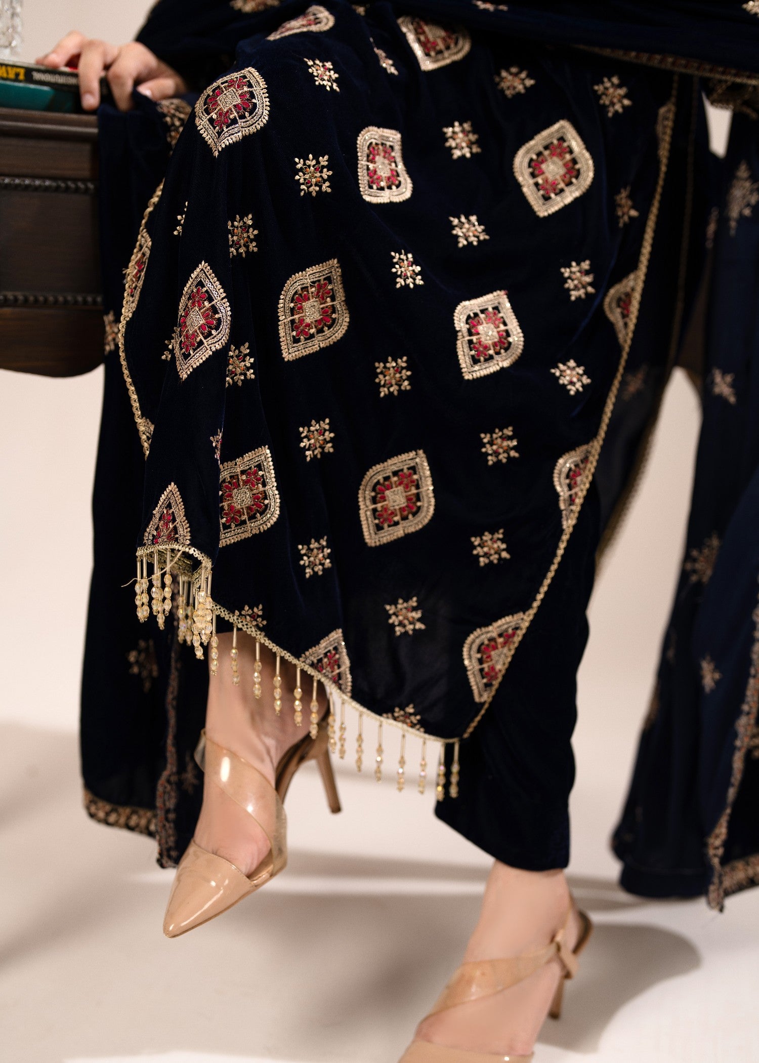 chinese micro velvet 9000 Unstitched in Navy blue