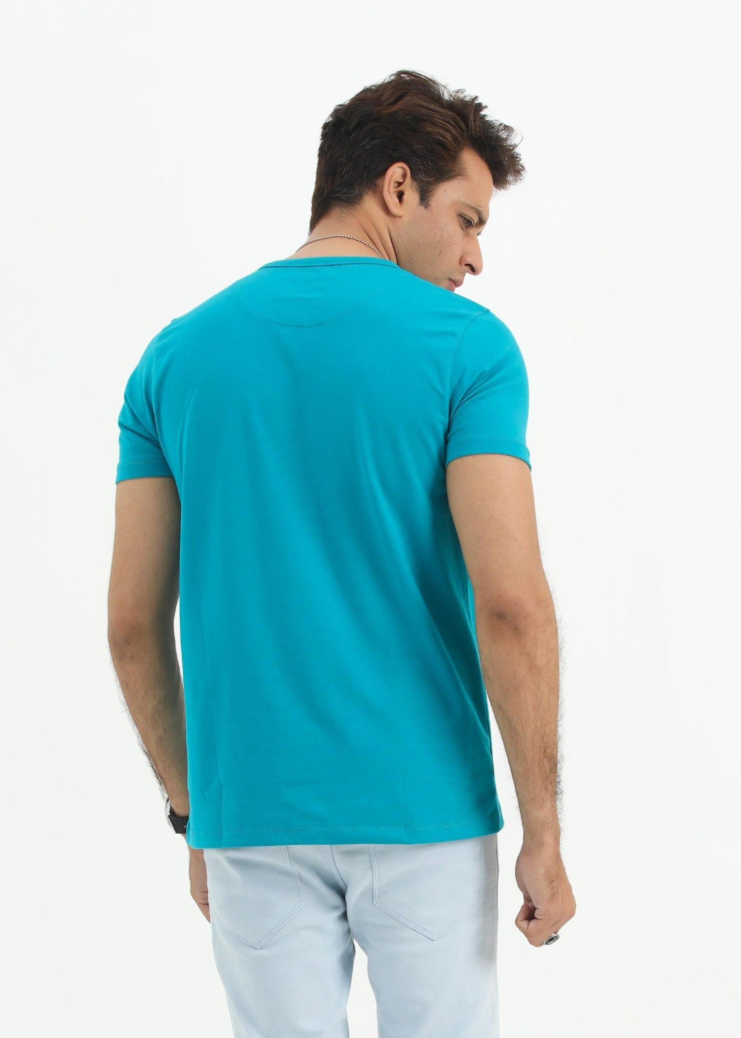 single jersey knit T Shirt in Turquoise