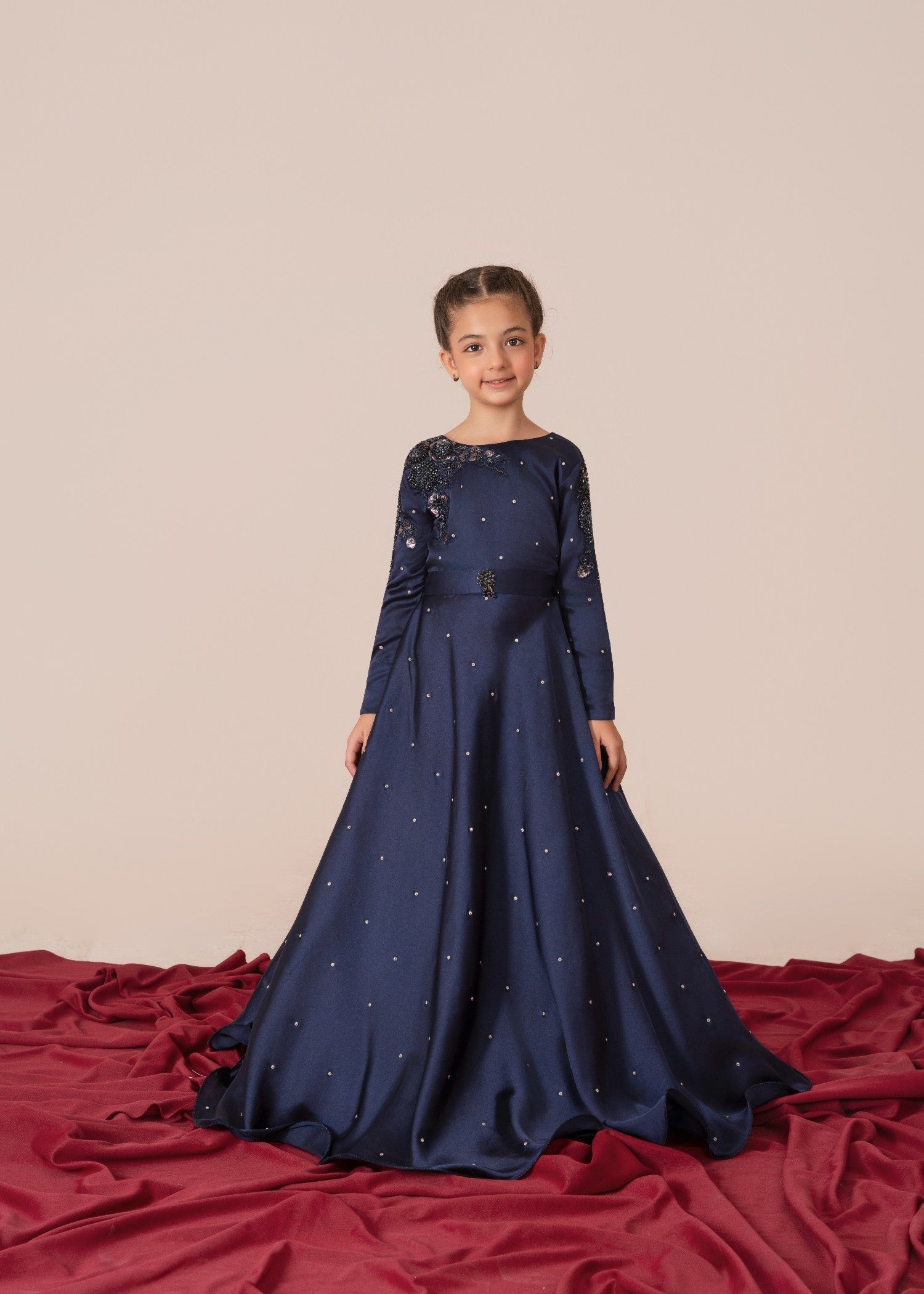 silk Pishwas in Navy blue