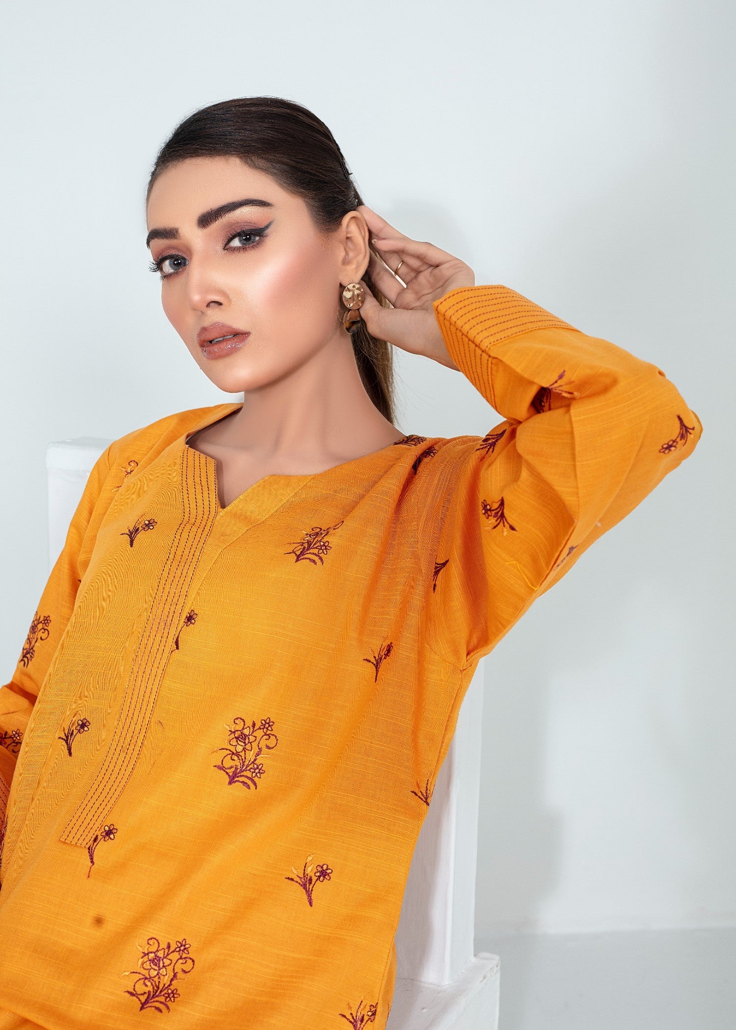 khaddar Unstitched in Yellow